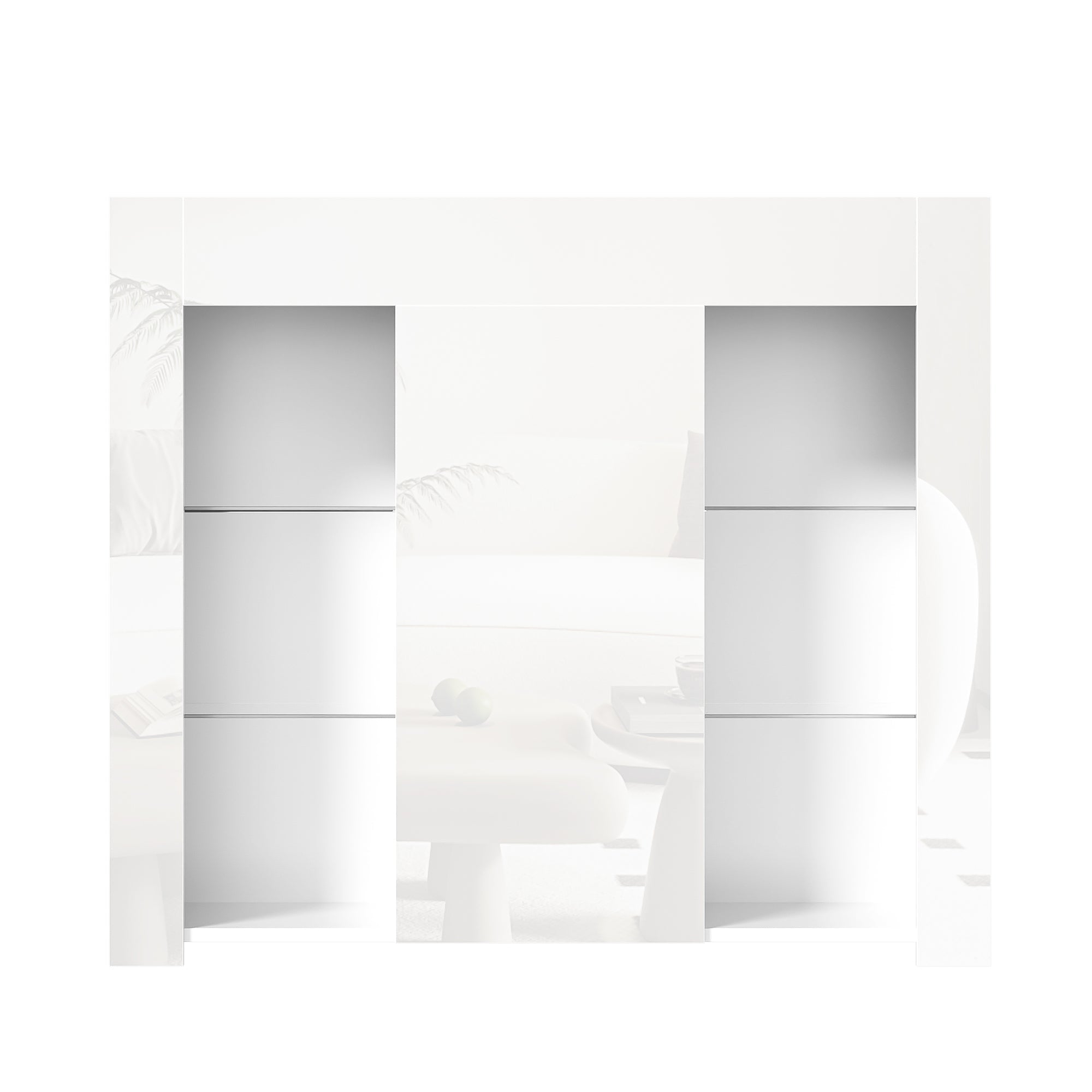 Logidon Modern Wit Buffet Hoogglans Glazen Frontplanken 95x35x83 cm