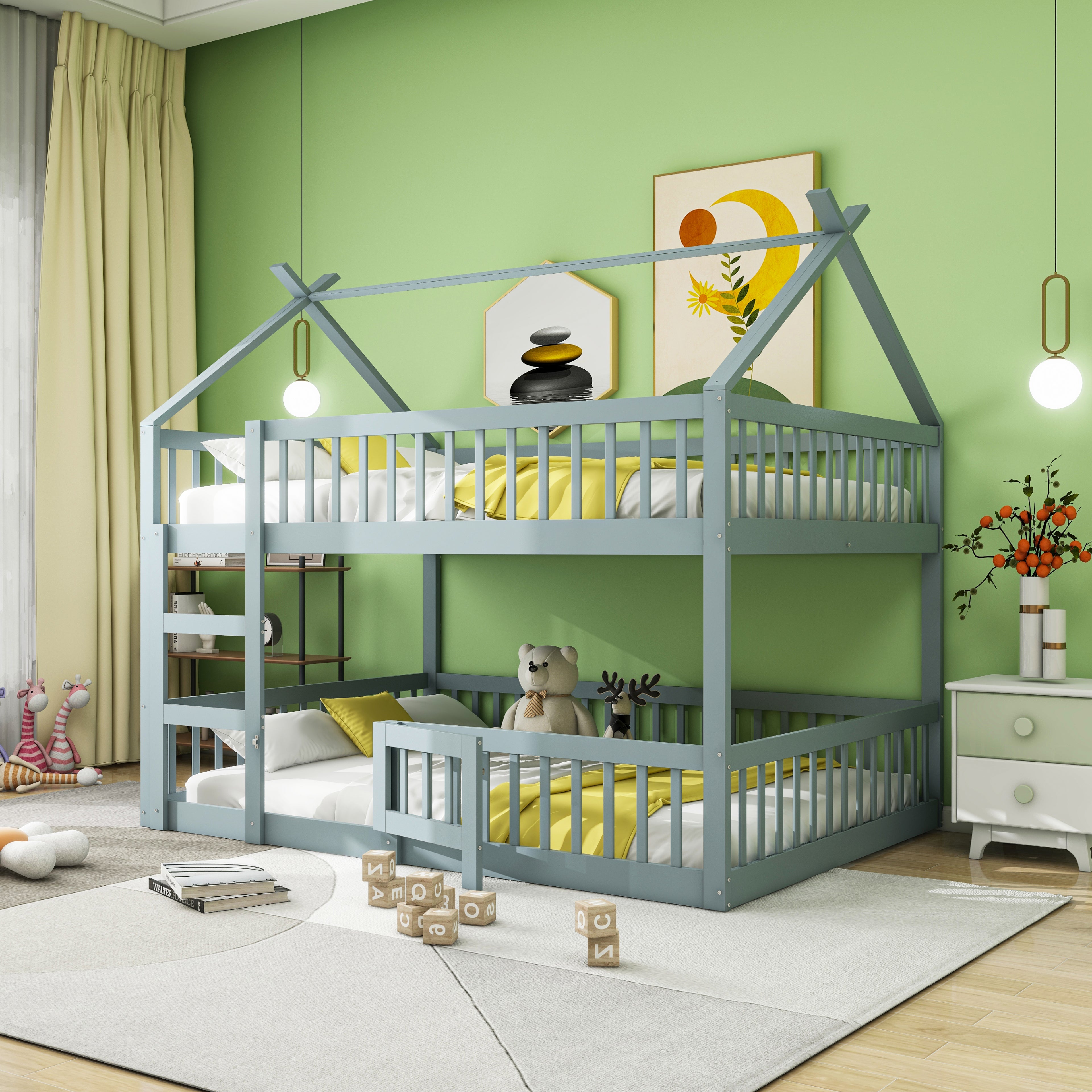 Logidon Kinderstapelbed 140x200 grijs met trap Loft Design