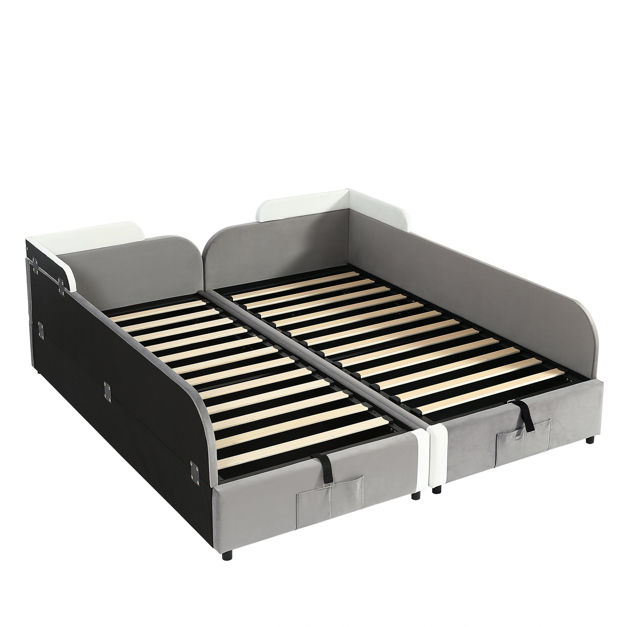 Logidon gestoffeerd bed 90x200 grijs fluweel hydraulisch met opbergruimte