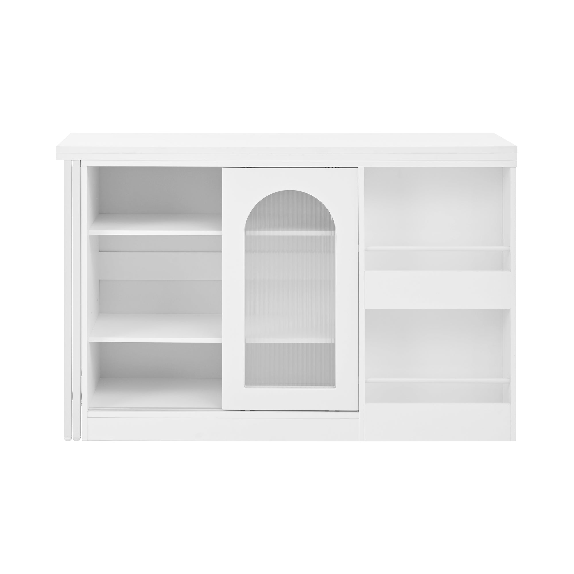 Logidon Moderne Bartafel Wit Uitschuifbaar 360 Graden Draaibaar met Opbergruimte