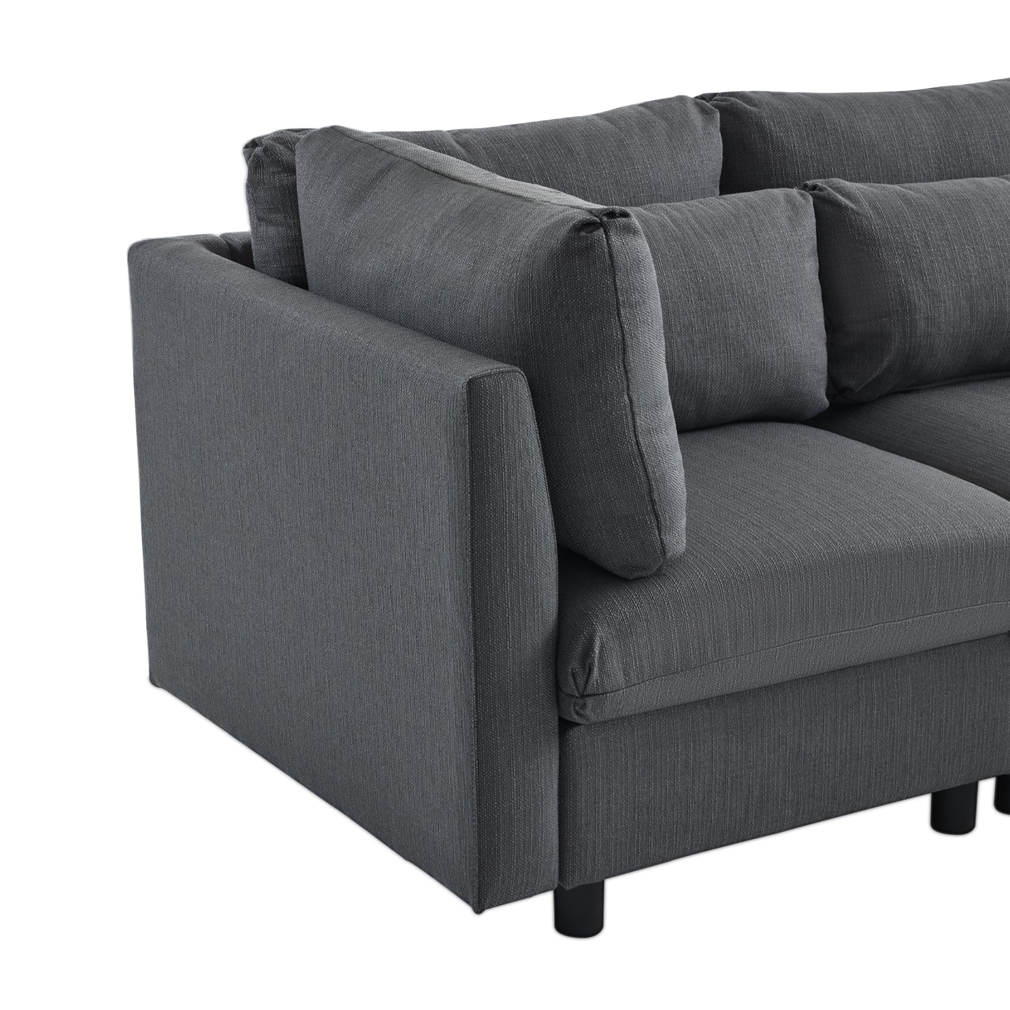 Logidon Modern Design Bank Hoekbank met Voetenbank Grijs 220 cm