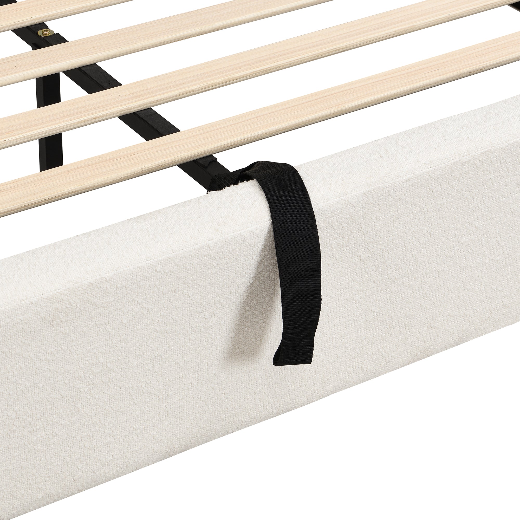 Logidon gestoffeerd bed 180x200 beige bouclé met opbergruimte hydraulische lift