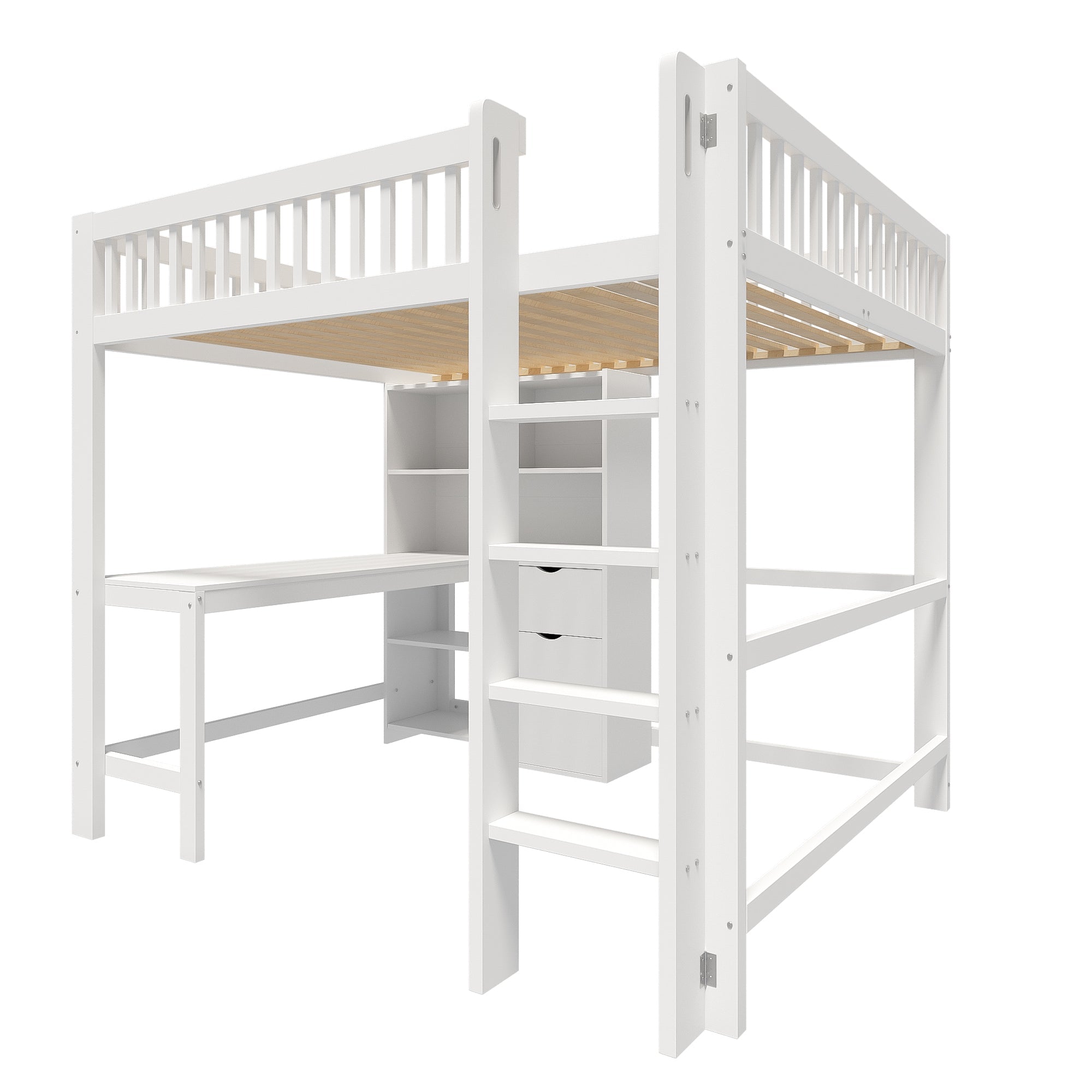 Logidon hoogslaper 140x200 cm met bureau en opbergruimte wit