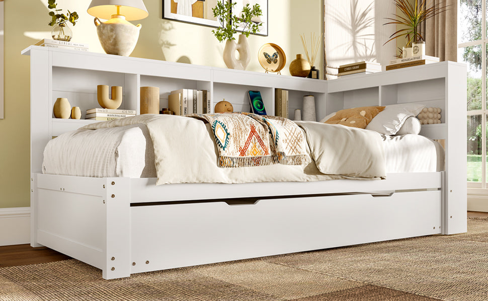 Logidon Daybed 90x200 cm witte slaapbank met USB-aansluiting