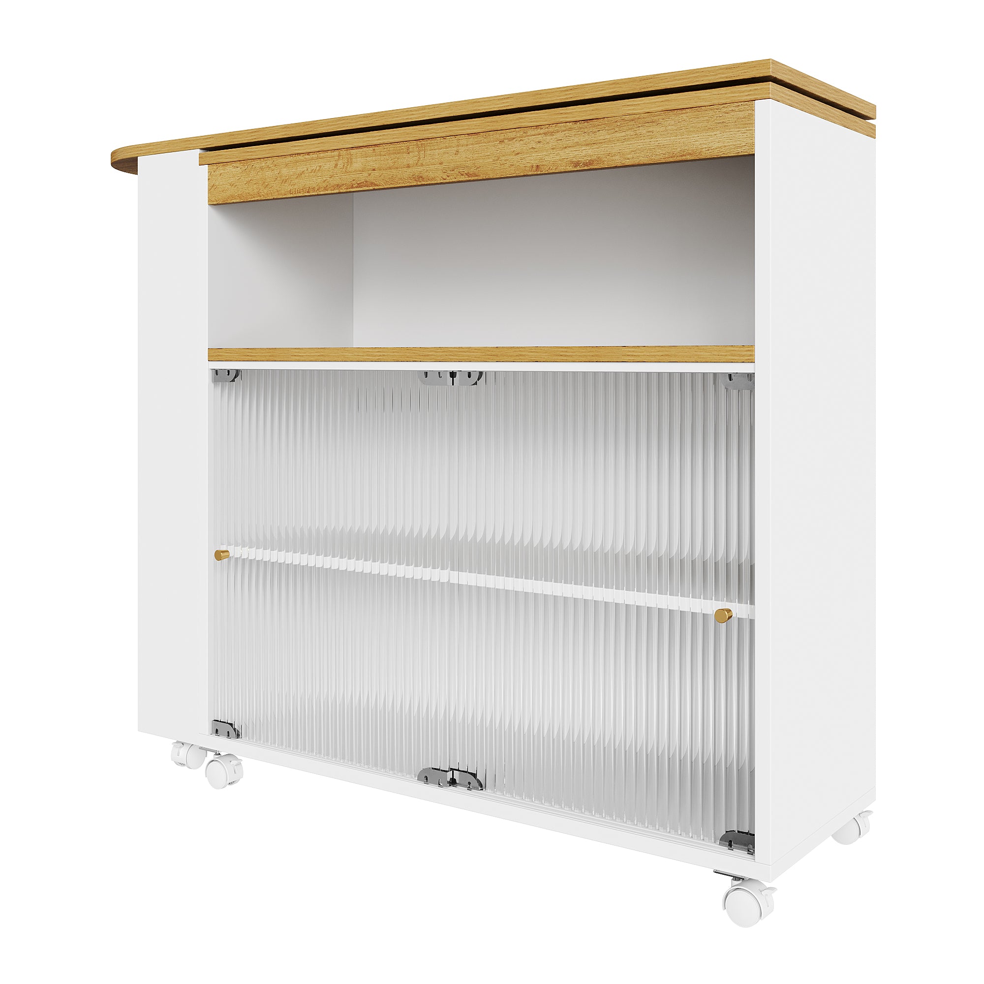 Logidon Uitschuifbare bartafel met opbergruimte LED Wit 138-204 cm