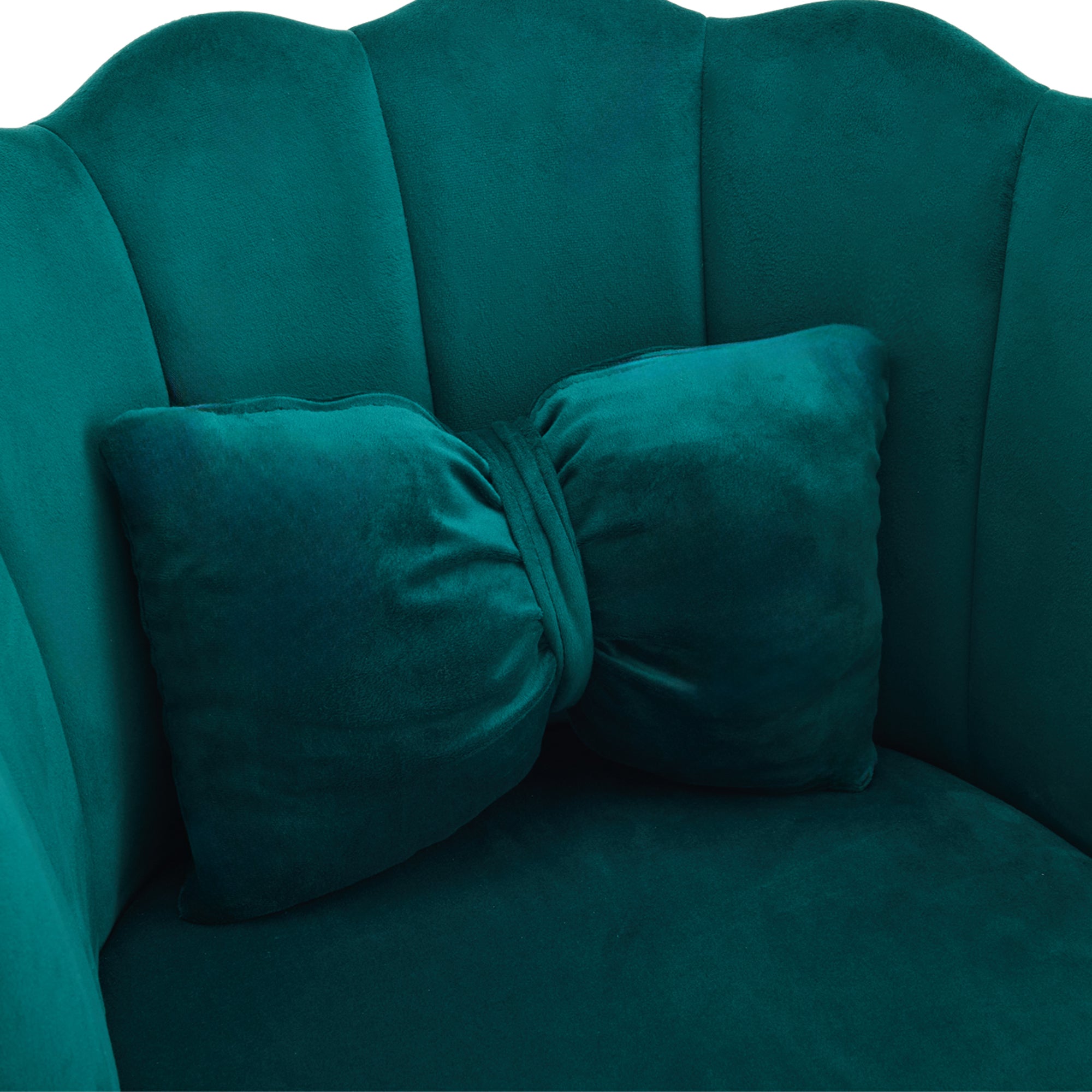 Logidon Set van 4 Fluwelen Stoelen Groen met Bladdesign en Gouden Poten