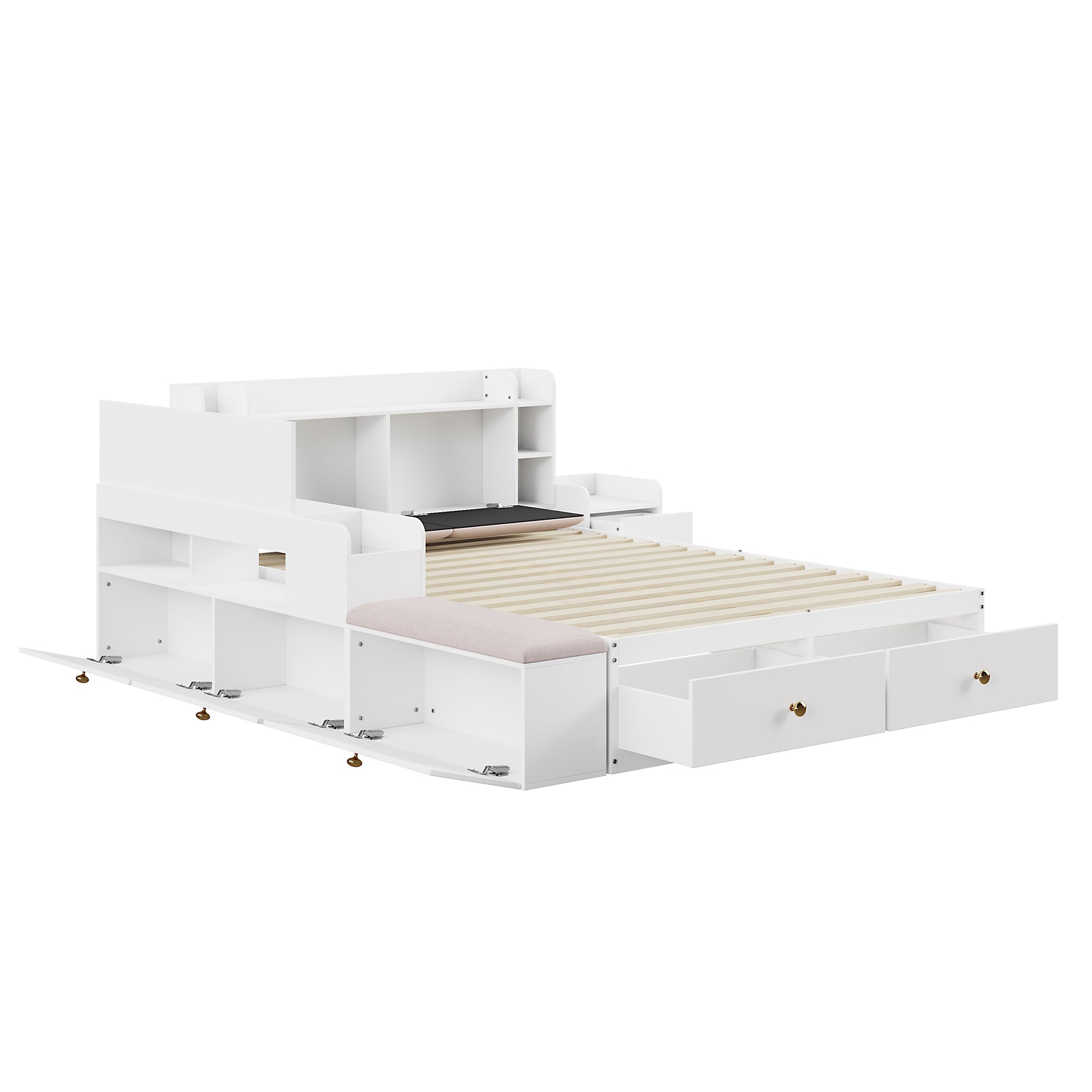 Logidon massief houten combinatiebed 140x200 cm wit met opbergruimte