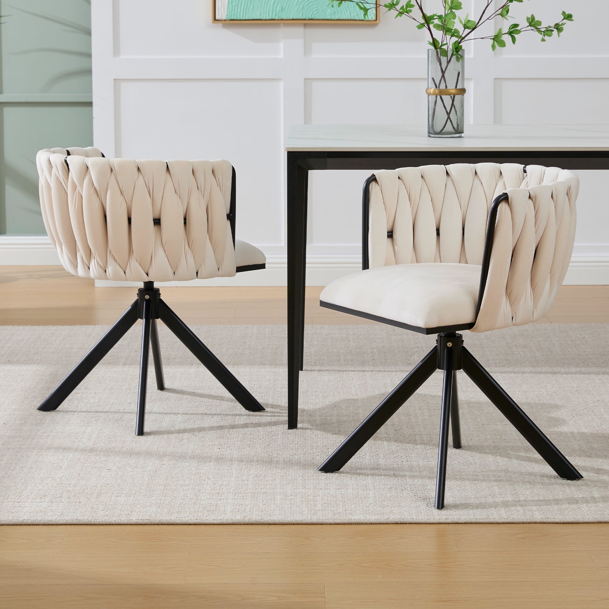 Logidon velours fauteuils met 180 graden draaifunctie, set van 2 Ivoor