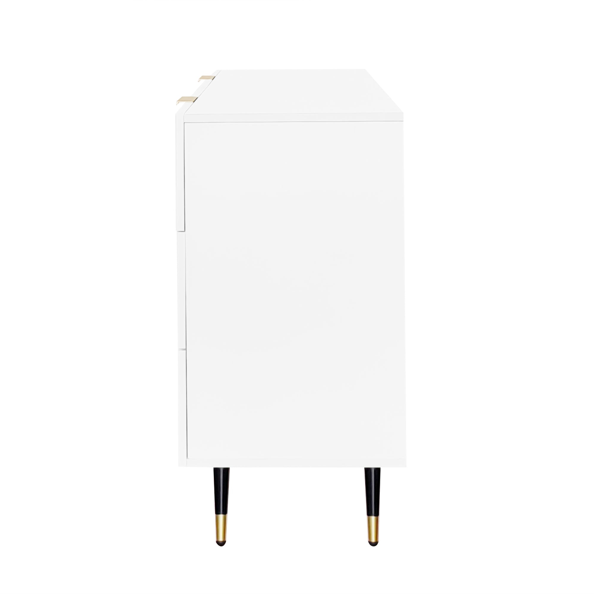 Logidon Elegant sideboard white 120x40x77 cm 6 drawers gold accents