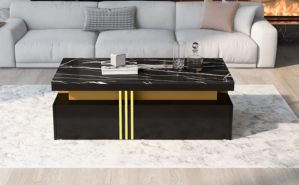 Logidon Zwarte tv-wandmeubelset 2 tv-kast salontafel marmerlook