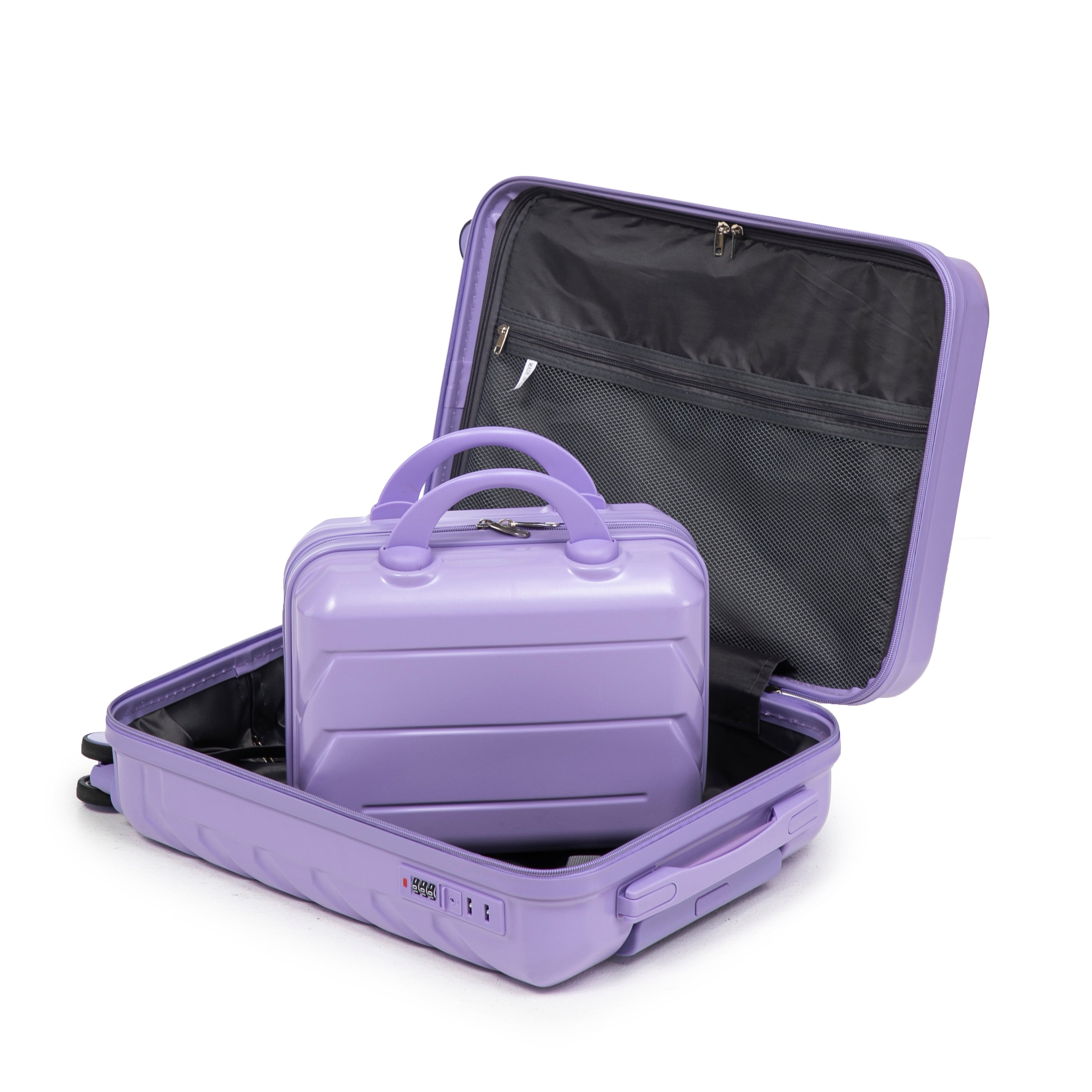 Logidon 2-delige ABS kofferset 19/14 inch spinner blauw paars