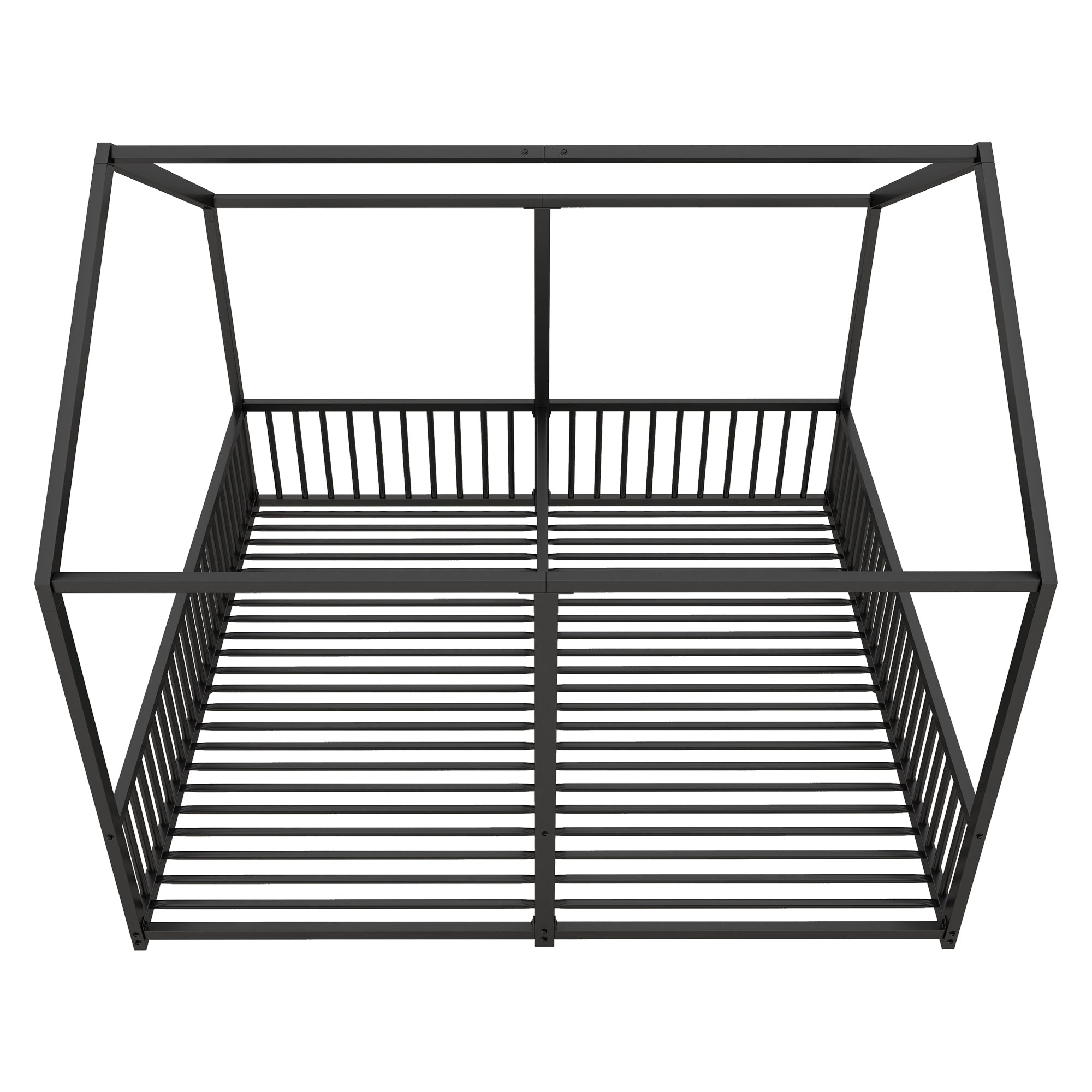 Logidon Metalen Bed Kinderbed 90x200 cm Zwart met Reling