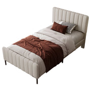 Logidon Gestoffeerd bed 90x200 cm met verstelbaar hoofdbord grijsbeige
