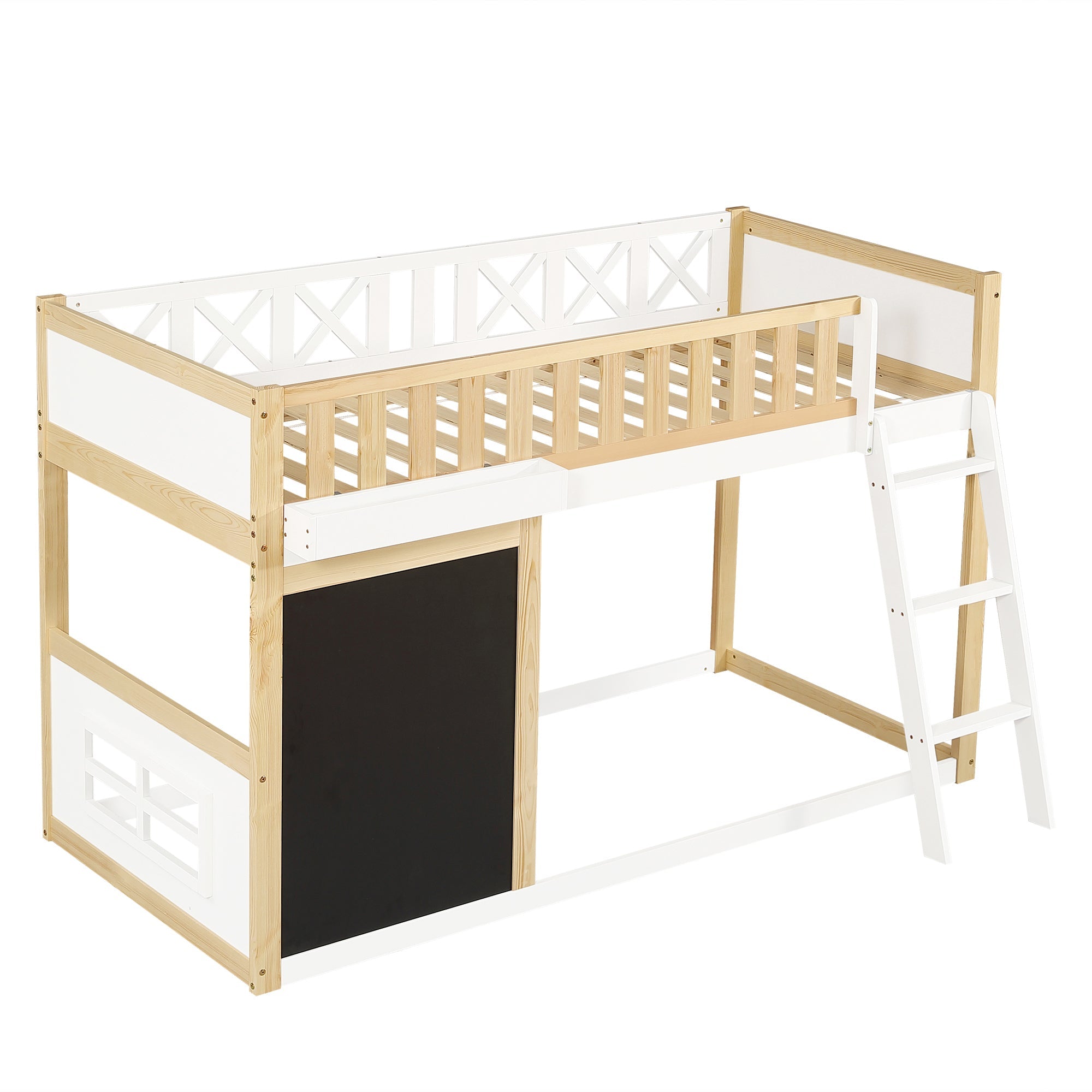 Logidon Kinderhoogslaper 90x200 met plankruimte en opbergruimte wit-naturel