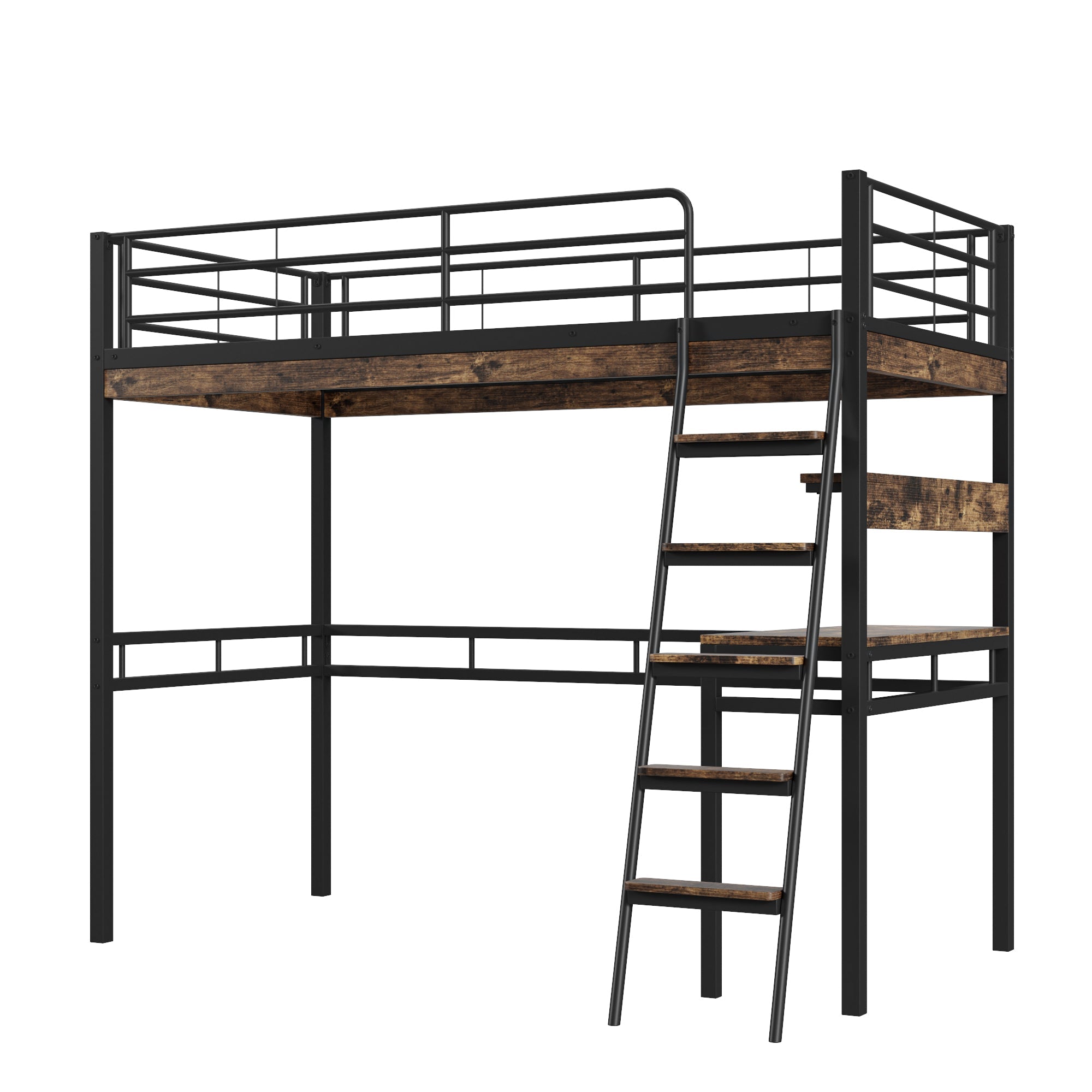 Logidon hoogslaper 90x200 cm met bureaurelingladder zwart