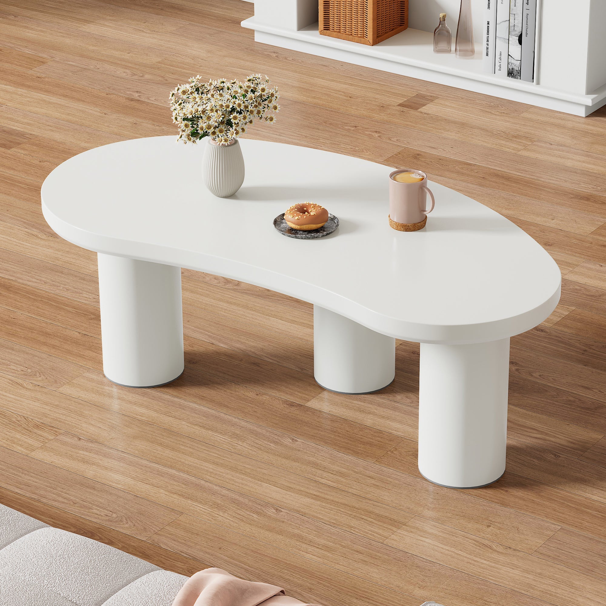 Logidon Witte halve maan salontafel 107x57x40,5 cm MDF en PVC