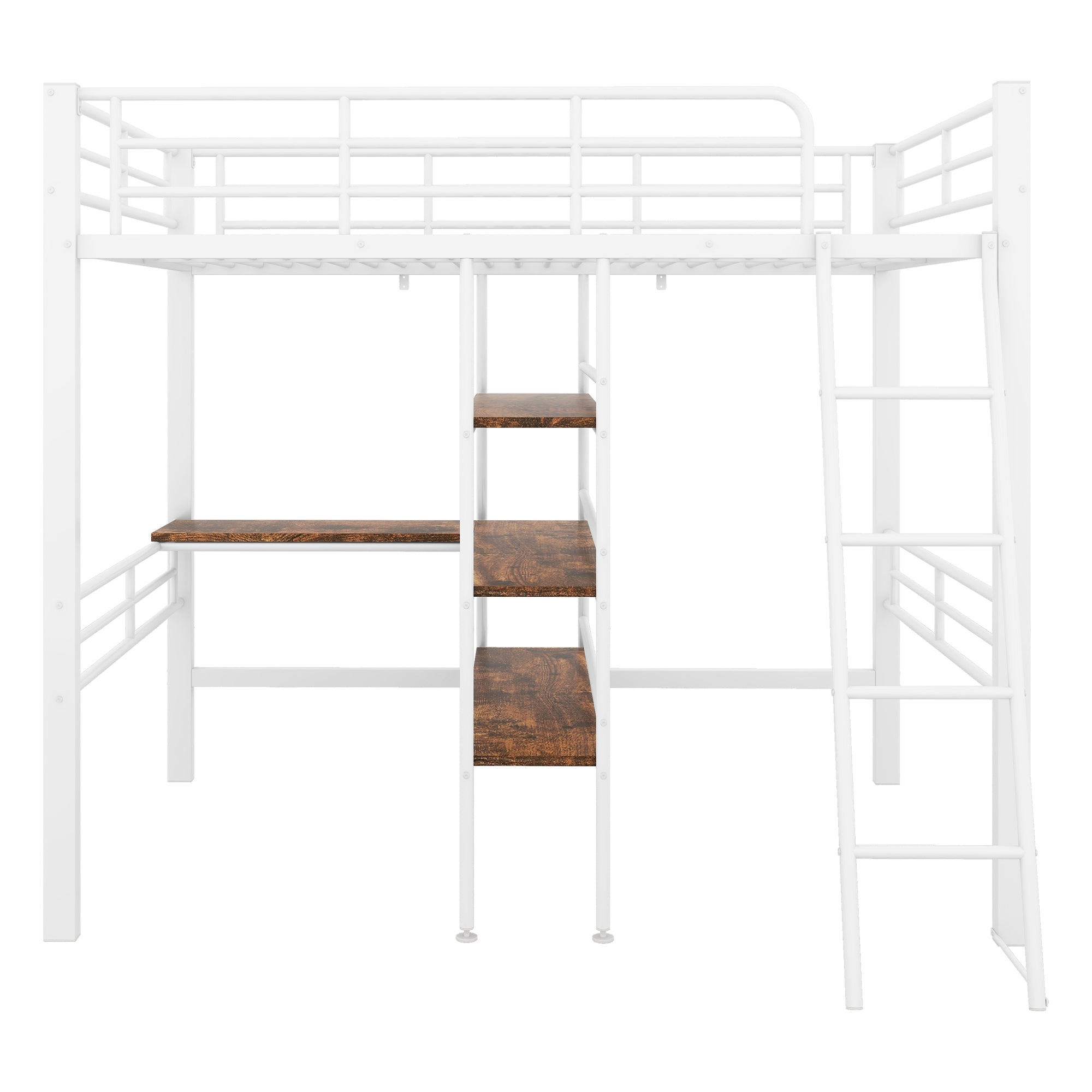 Logidon hoogslaper 90x200 cm wit met bureau en planken