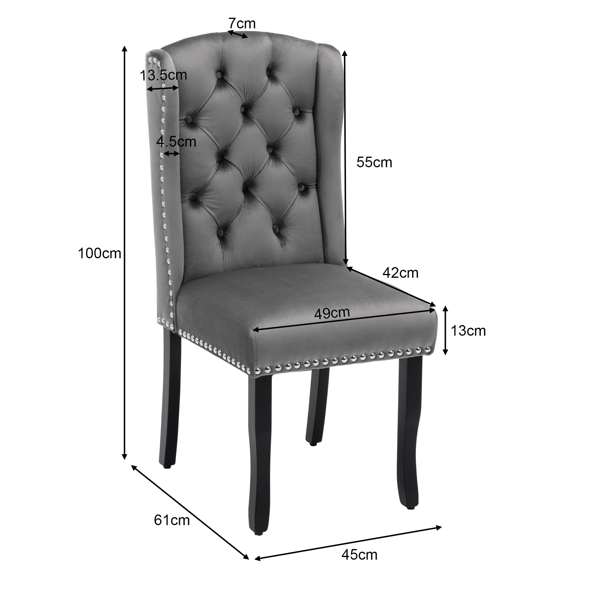 Logidon Velvet Dining Chairs Set of 4 Gray Oak Legs