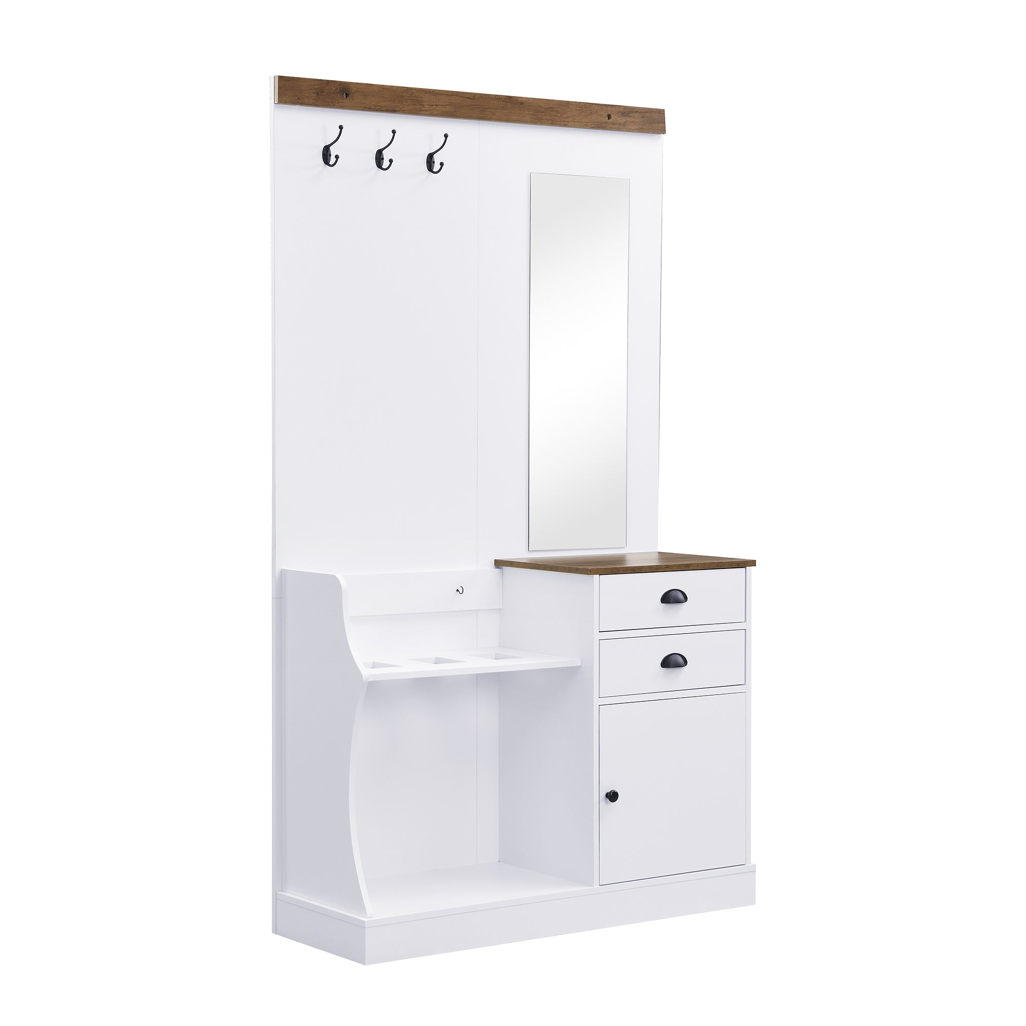 Logidon Kledingkastset Met Spiegel, Haken En Laden Wit 110x38x191 cm