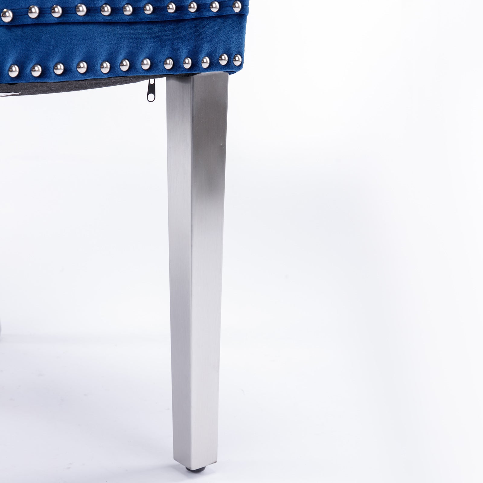 Logidon Nikki Eetstoel Blauw Fluweel Spijkerkop Chroom Voetenset 2