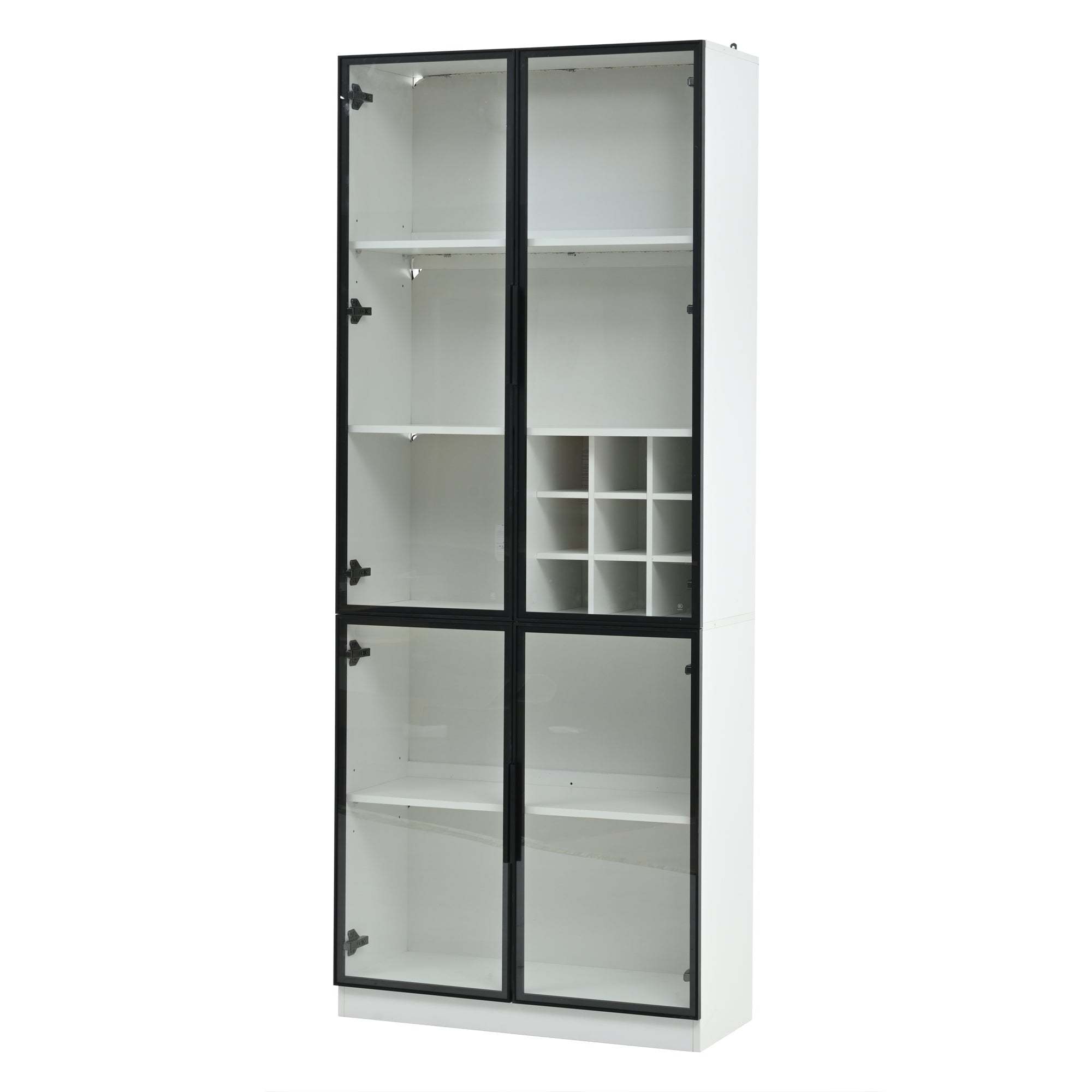 Logidon showcase 80x35x200 white glass doors LED lighting wine rack