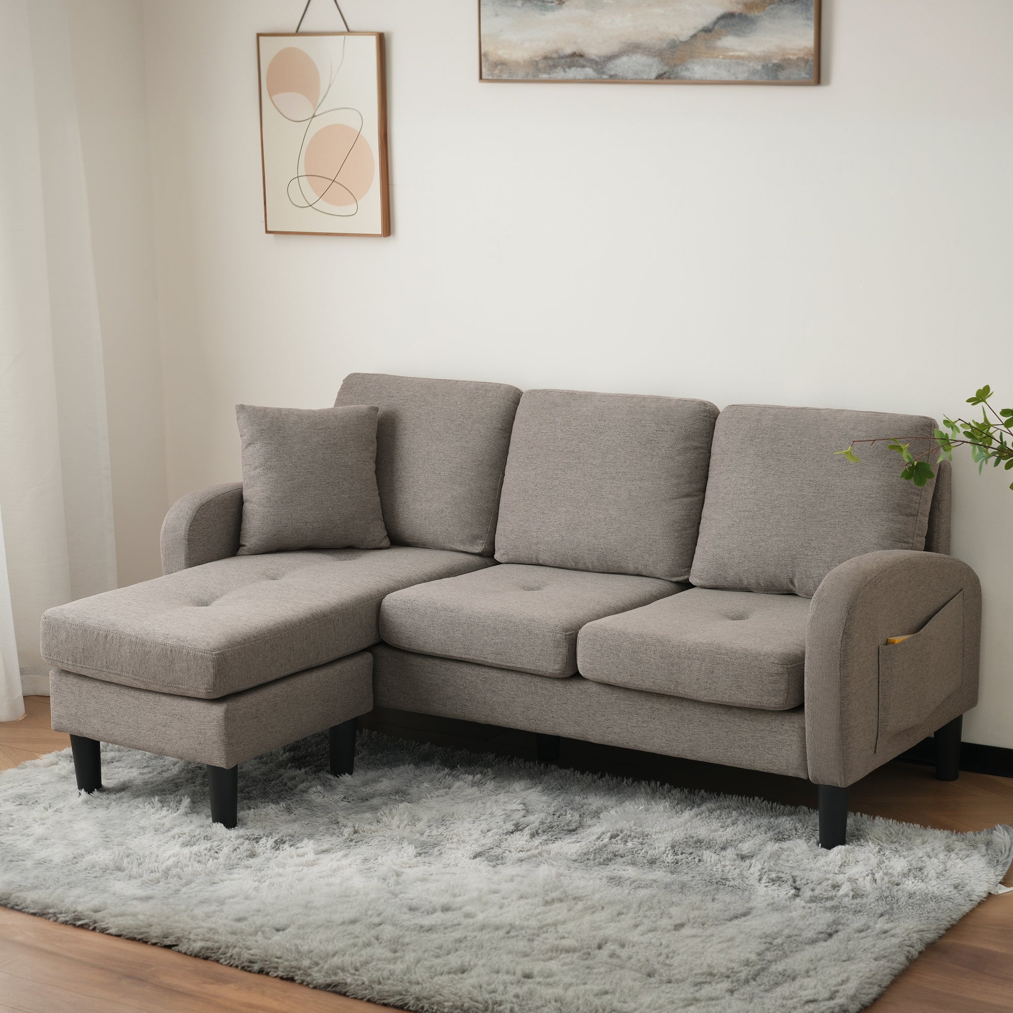Logidon L-vormige hoekbank met chaise longue 3-zits 185x118x82 cm