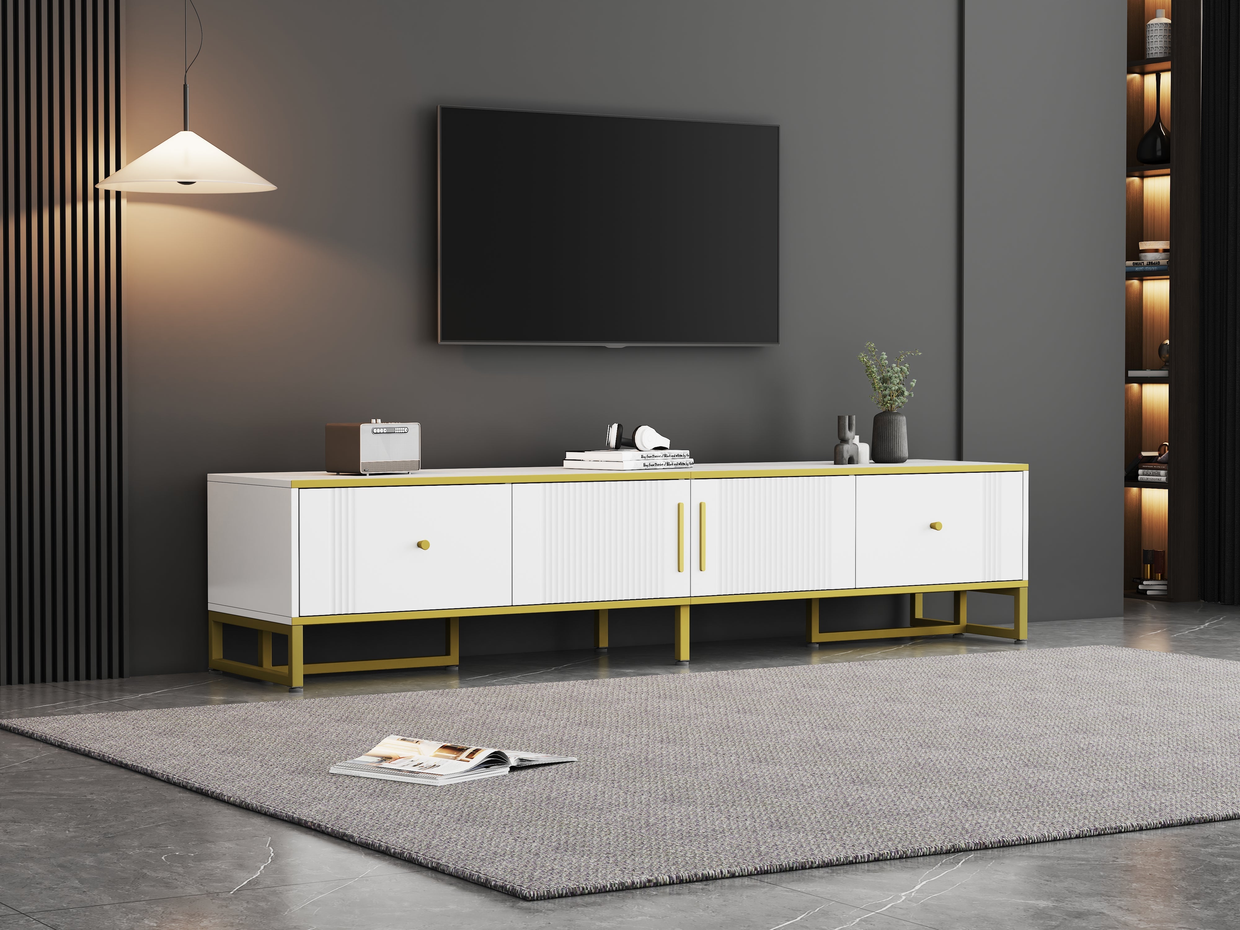 Logidon Elegant Wit TV-meubel 180x40x40 cm Gouden Trim