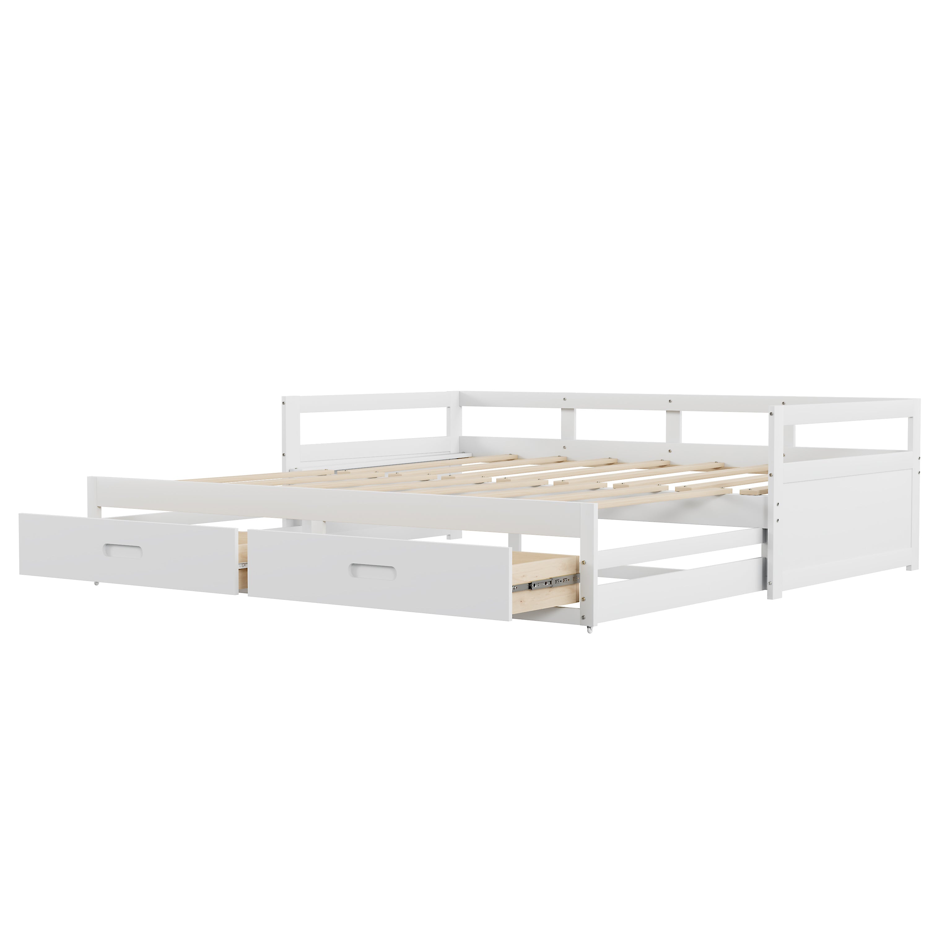 Logidon Uitschuifbare slaapbank met lades 90/180 x 200 cm wit