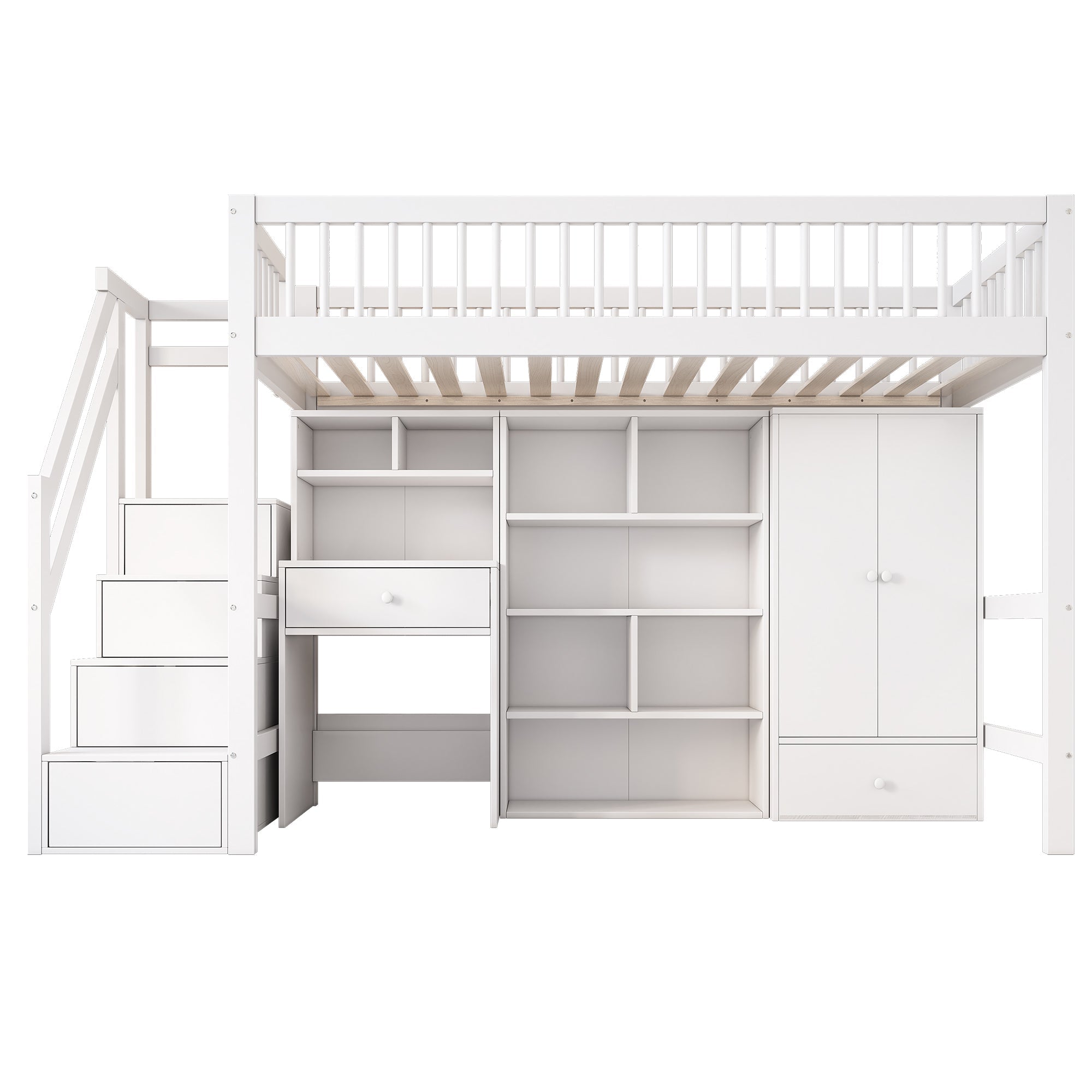 Logidon Kinderbed Loft Met Bureau Opbergruimte 90x200 Wit