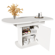 Logidon Witte Uitschuifbare Ovale Eettafel Met Opbergruimte L110/130 B70 H75
