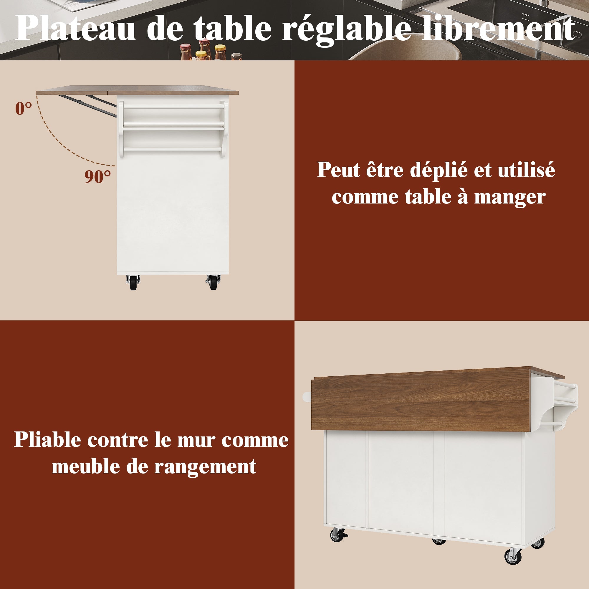 Logidon Keukentrolley Wit Afneembaar werkblad