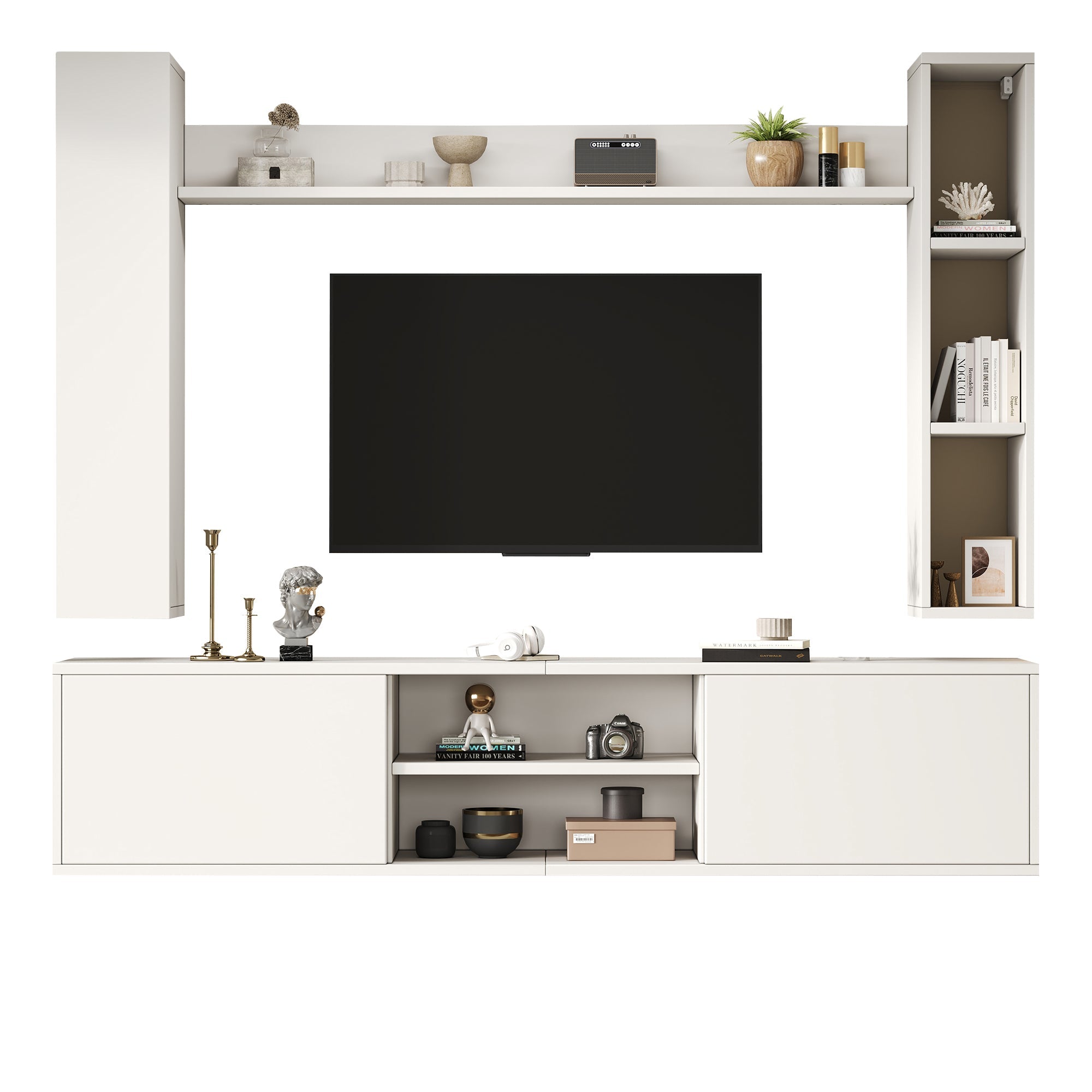 Logidon TV wandmeubel wit 180x35x33,5 cm compleet 4 delen