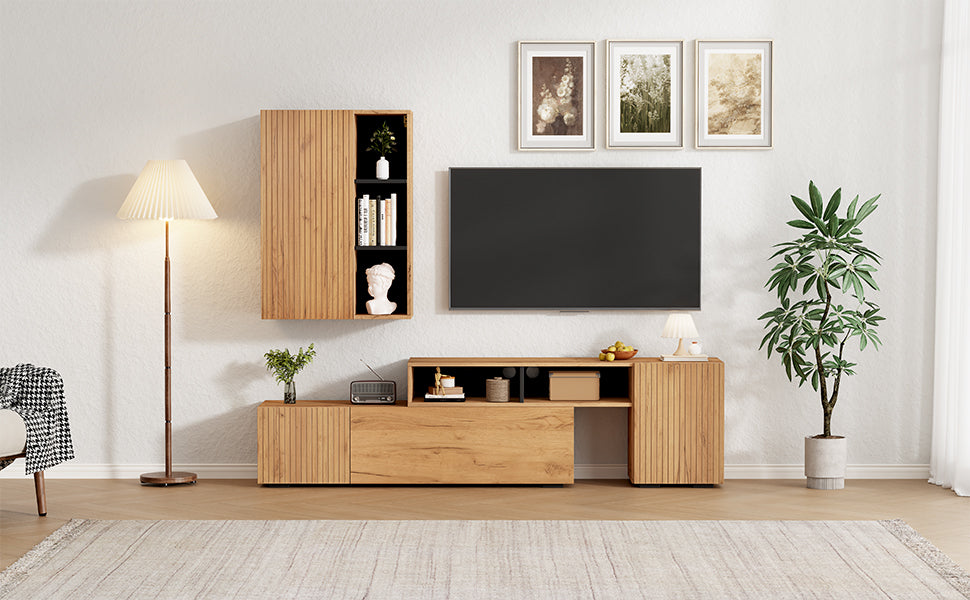 Logidon TV wall unit set display case two parts up to 265 cm oak black