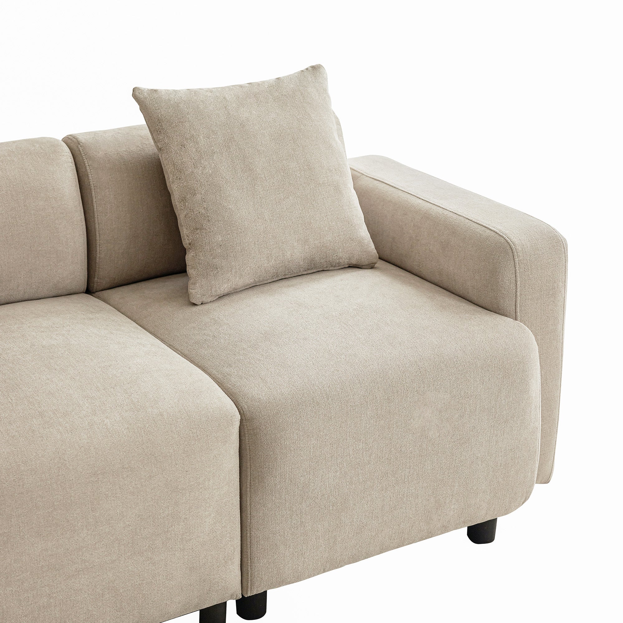 Logidon Regular Sofa Beige Chenille 3 Seater Living Room Sofa