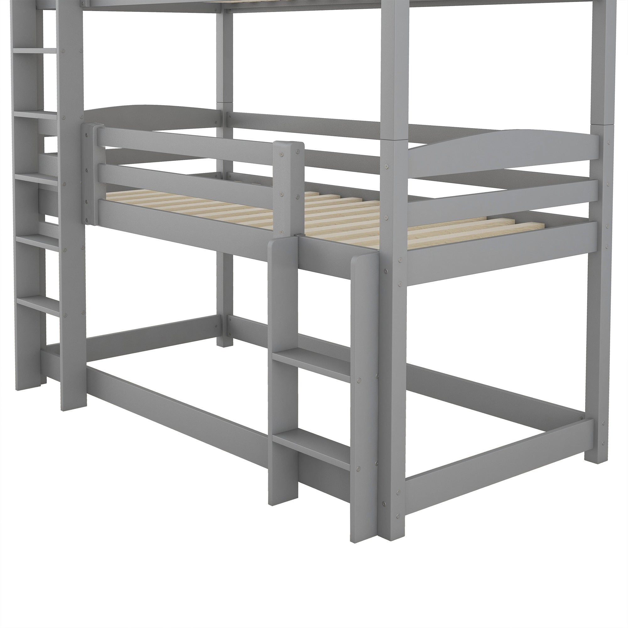 Logidon stapelbed 90x200 grijs hout driepersoonsbed kinderen