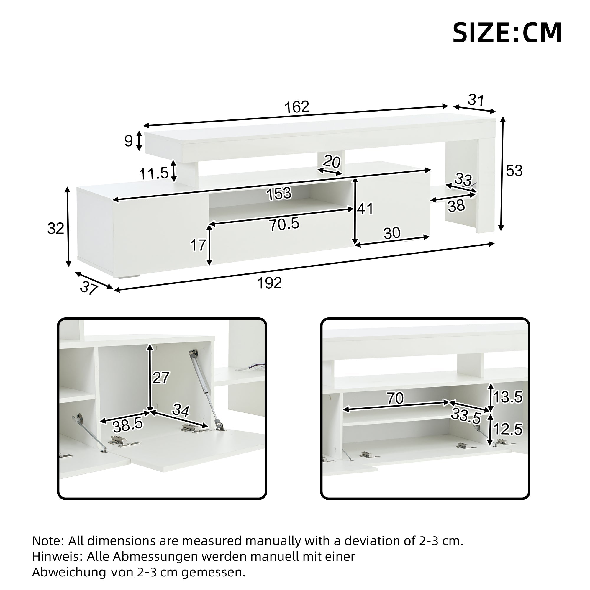 Logidon TV-meubel 192 x 37 x 53 cm witte hoogglans LED-verlichting