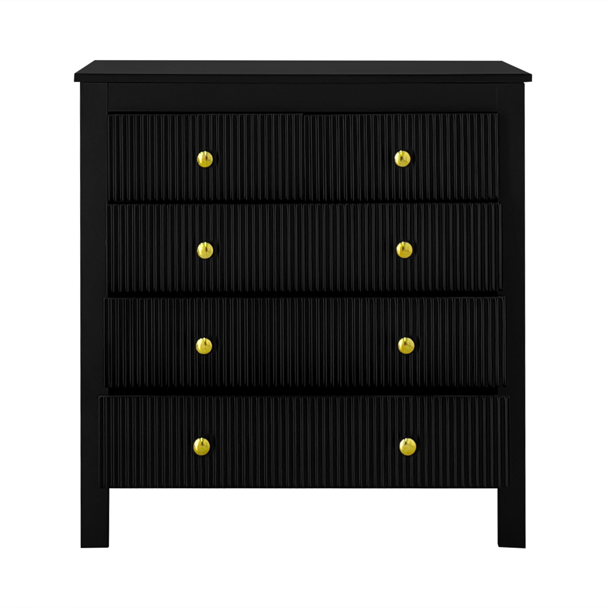 Logidon Dressoir 5 Laden Zwarte Ladekast Met Gouden Handgrepen 79 cm