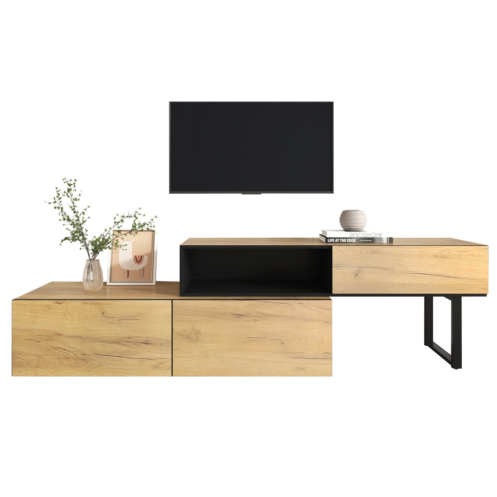 Logidon Verstelbare TV-kastcombinatie 135-200 cm Drie laden, groot vak