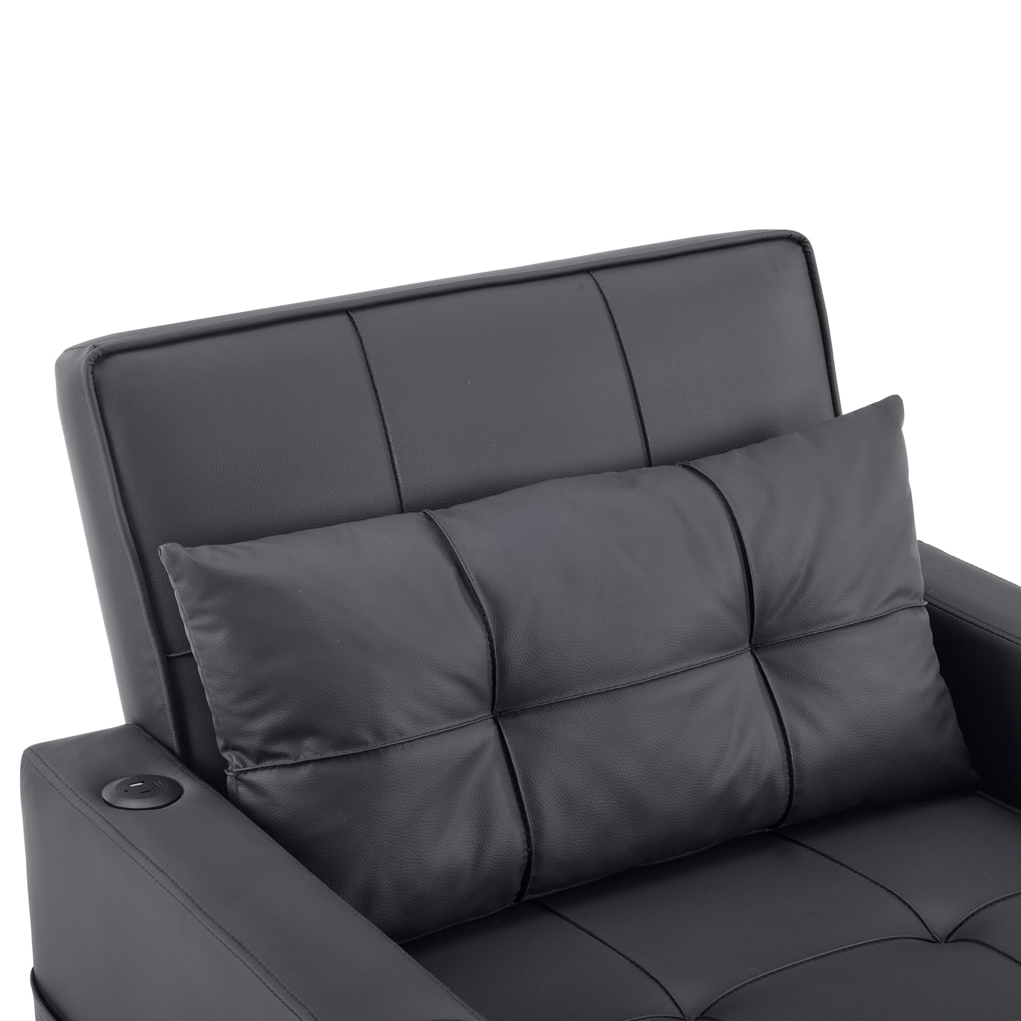 Logidon 3-in-1 uitschuifbare slaapbank, fauteuil, zwarte USB-bekerhouder