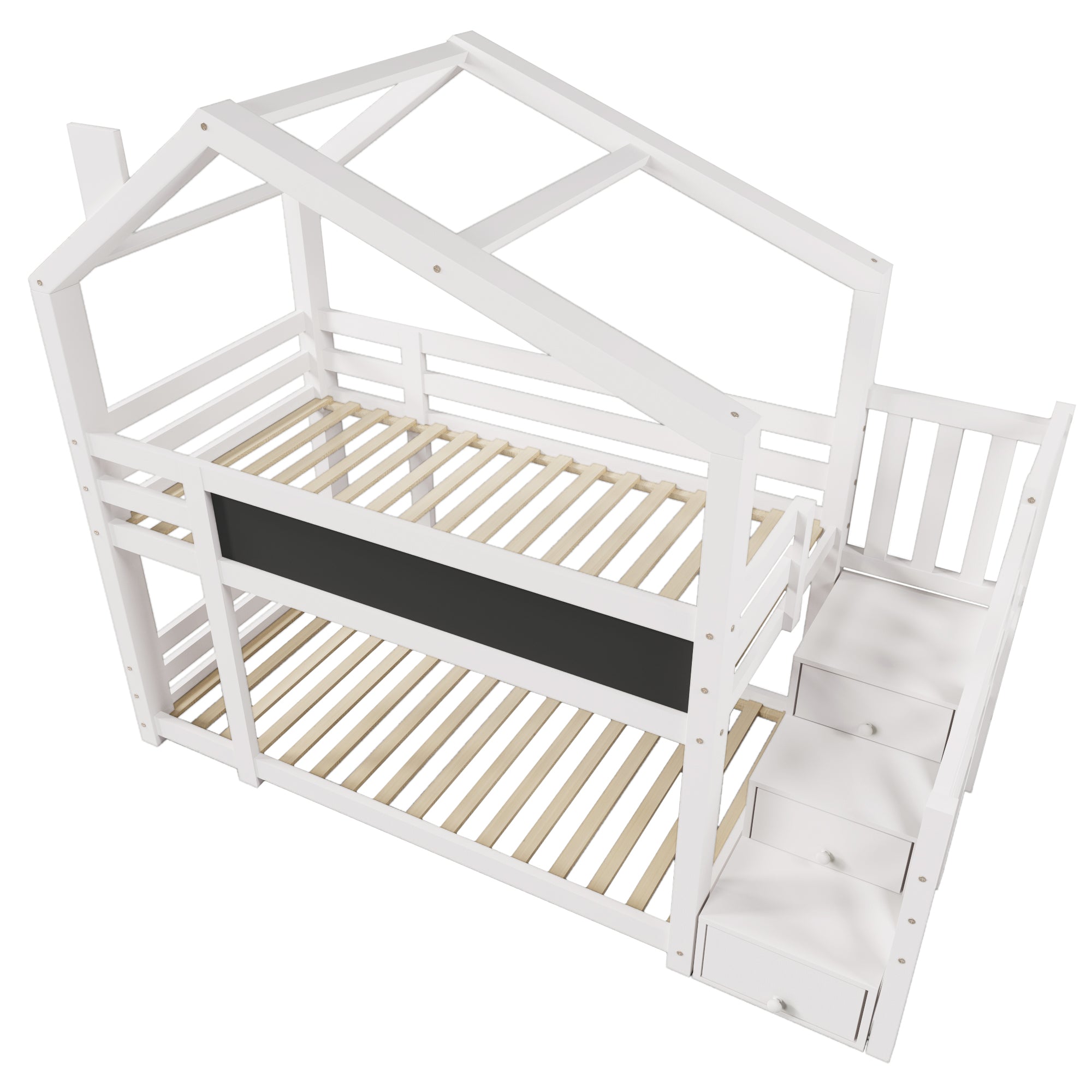 Logidon stapelbed boomhut 90x200 wit met schouw en opbergruimte