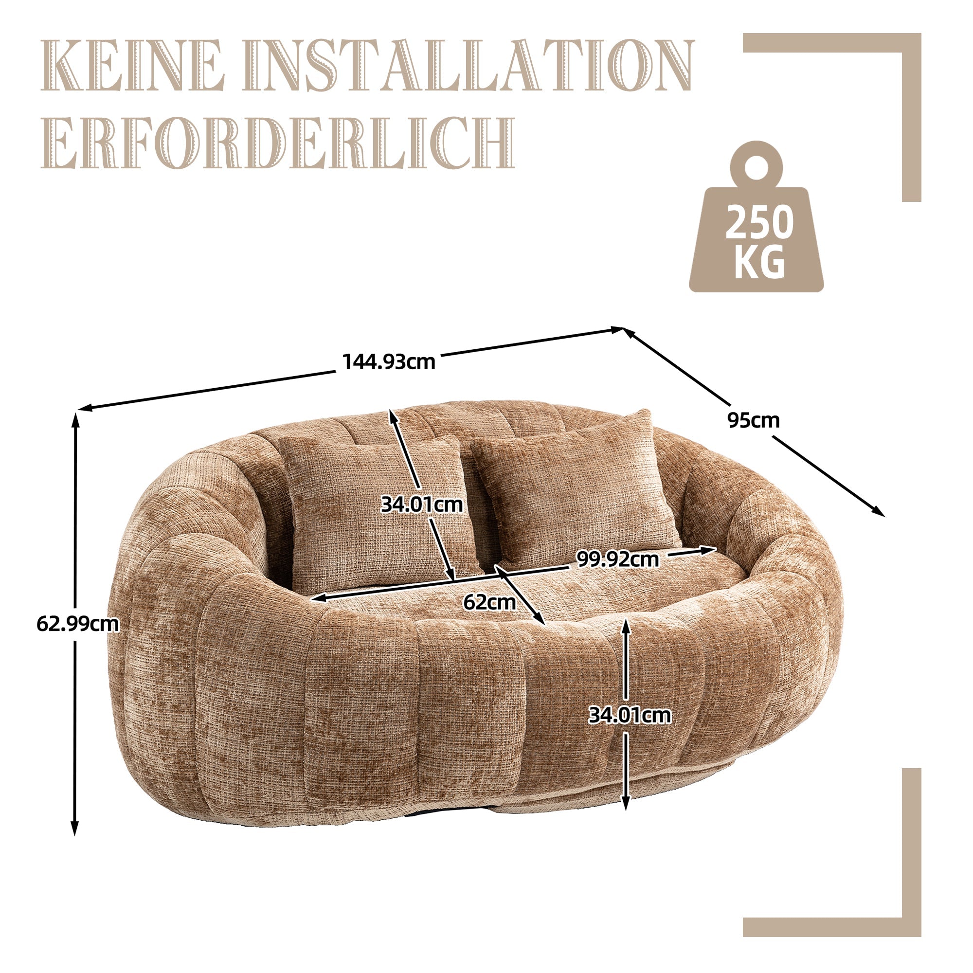Logidon Zitzakbank Luxe Chenille Koffie Lounge Stoel