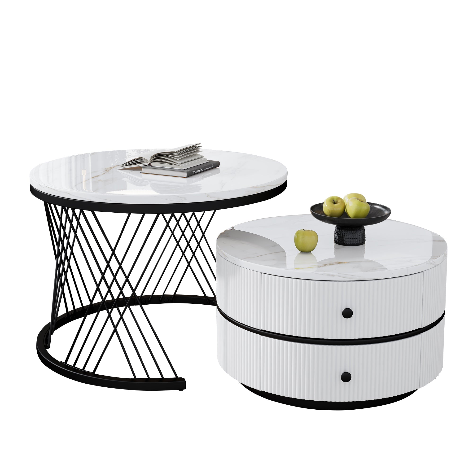 Logidon Elegant Nest salontafelset wit, 2-delig, 60x60/50x50