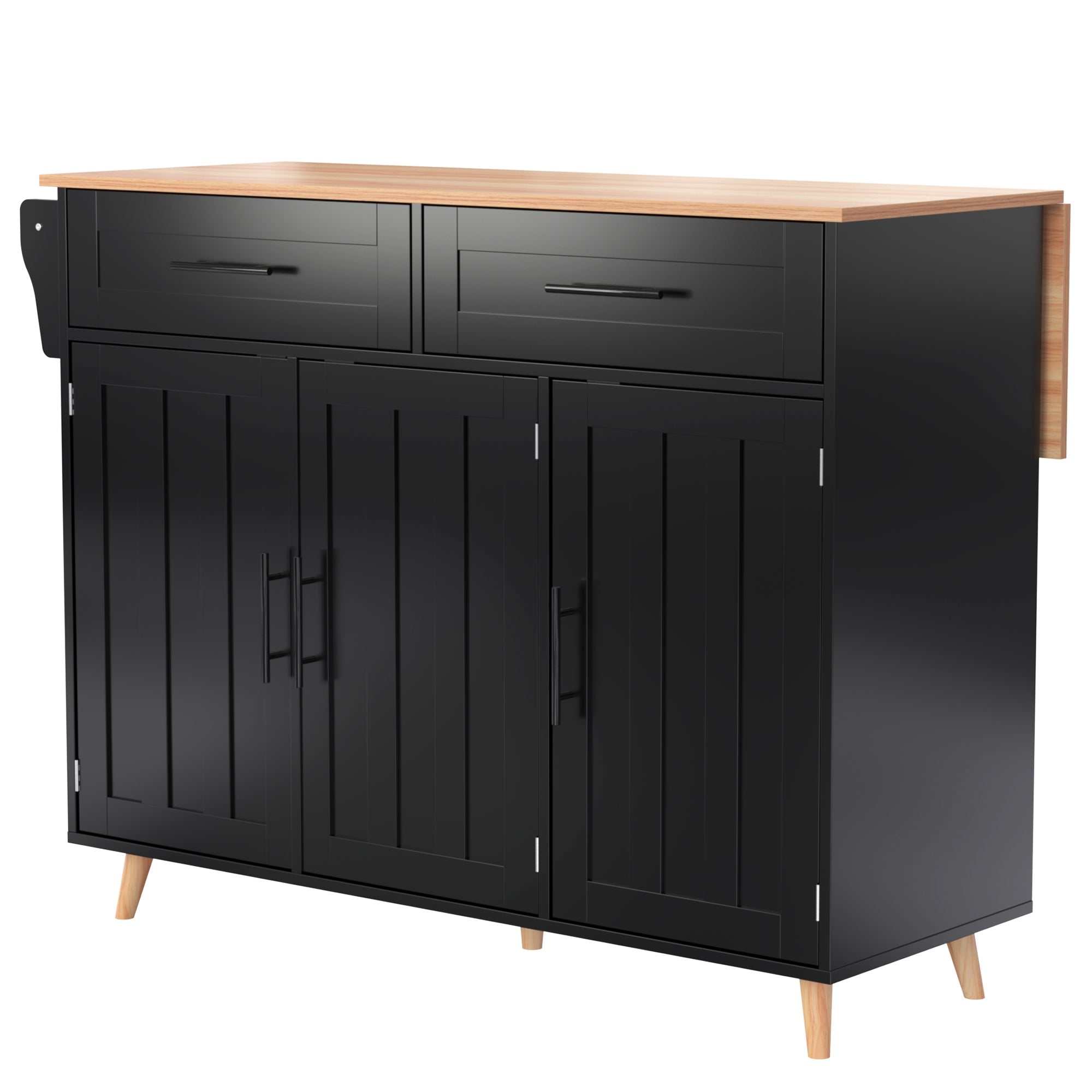 Logidon dining room trolley black 129x46x91.5 cm folding worktop