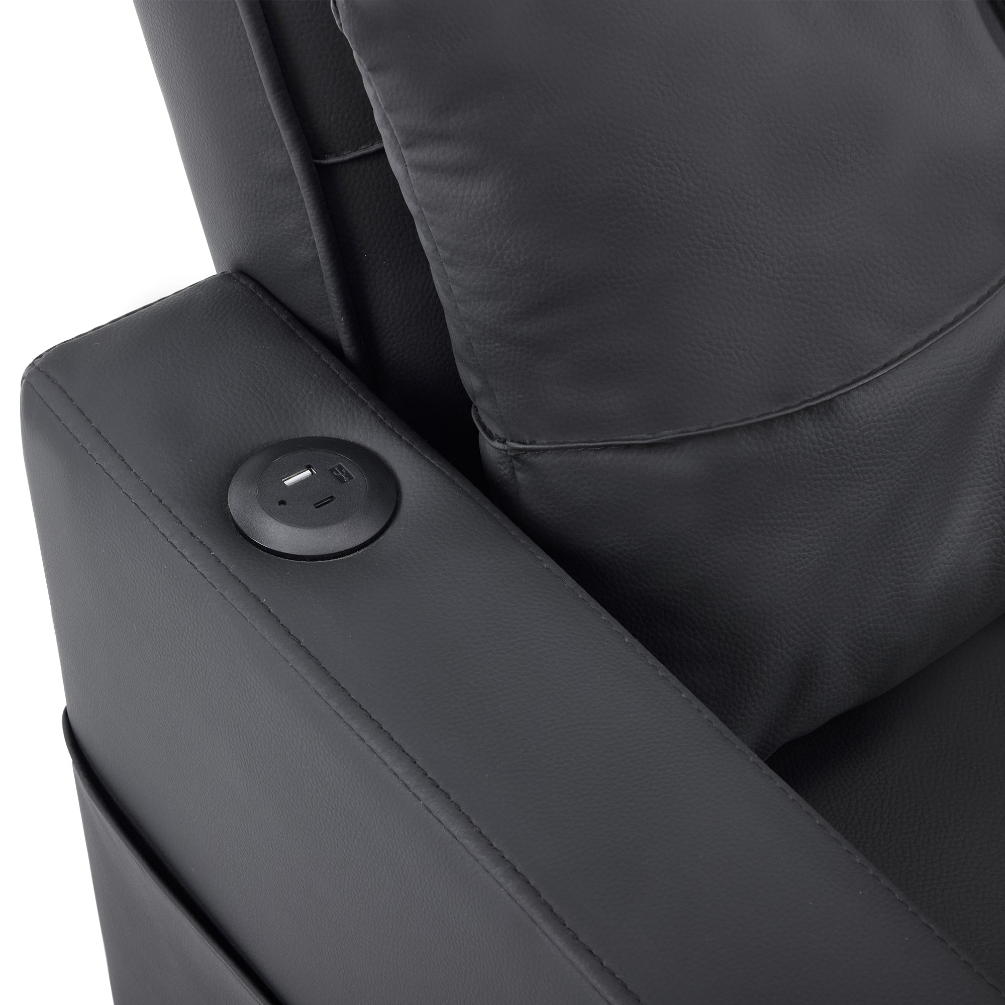 Logidon 3-in-1 uitschuifbare slaapbank, fauteuil, zwarte USB-bekerhouder
