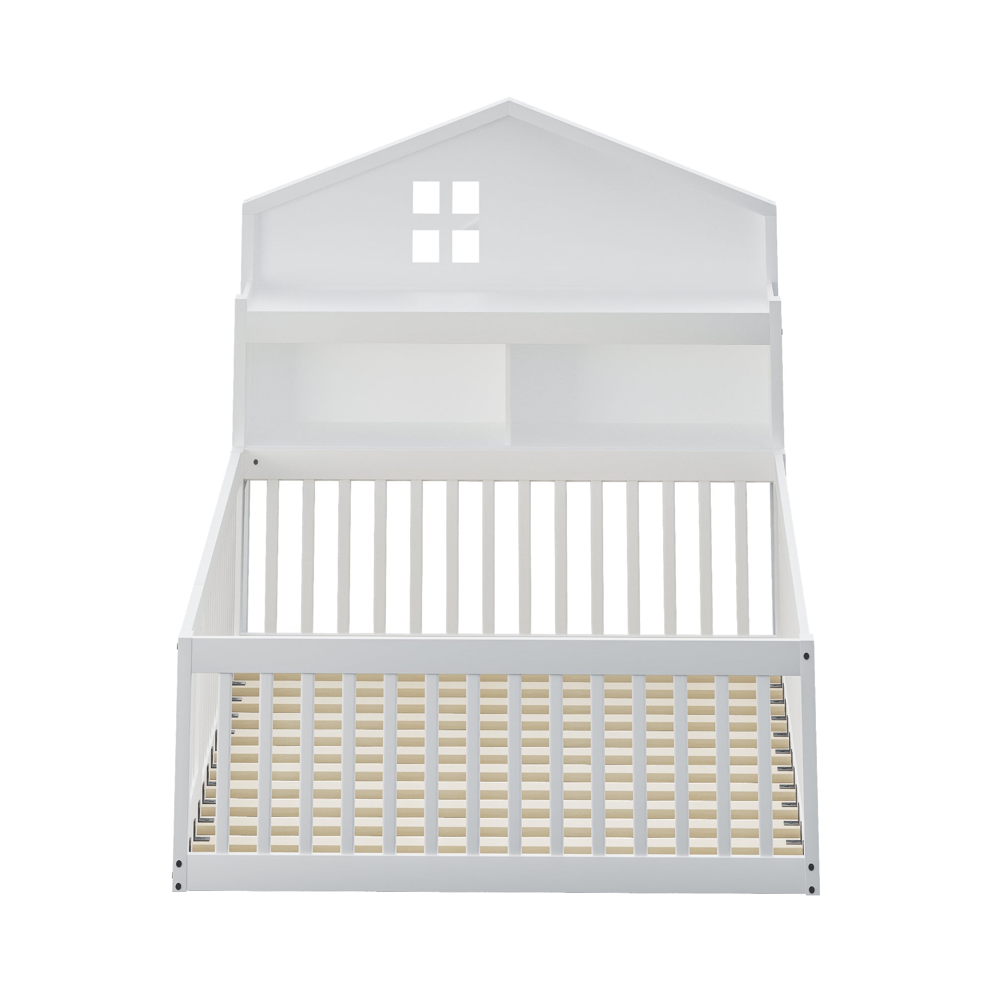 Logidon kinderbed 140x200 huisvorm wit met opbergruimte en lattenbodem