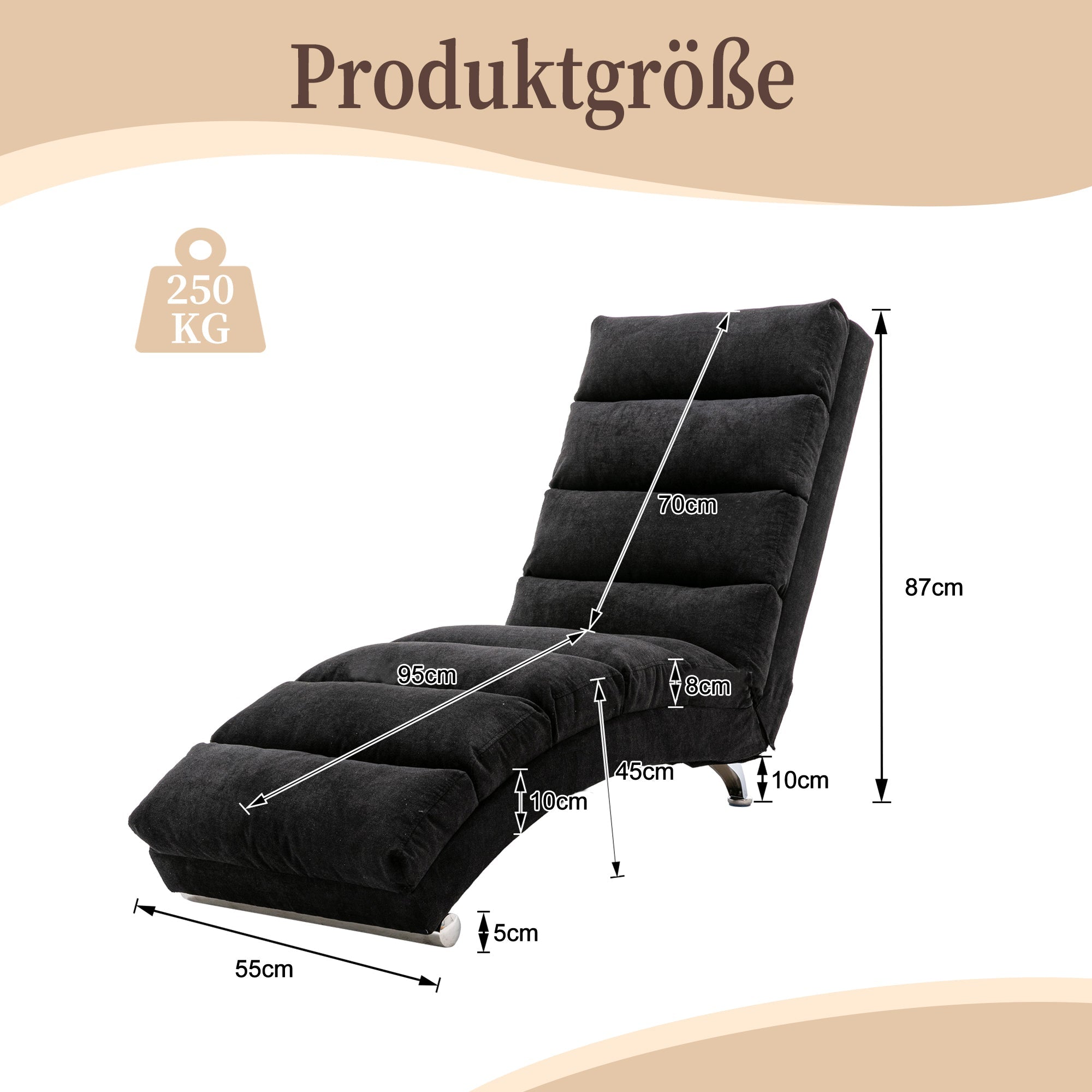 Logidon Elektrische Massage Chaise Longue Zwart met Afstandsbediening
