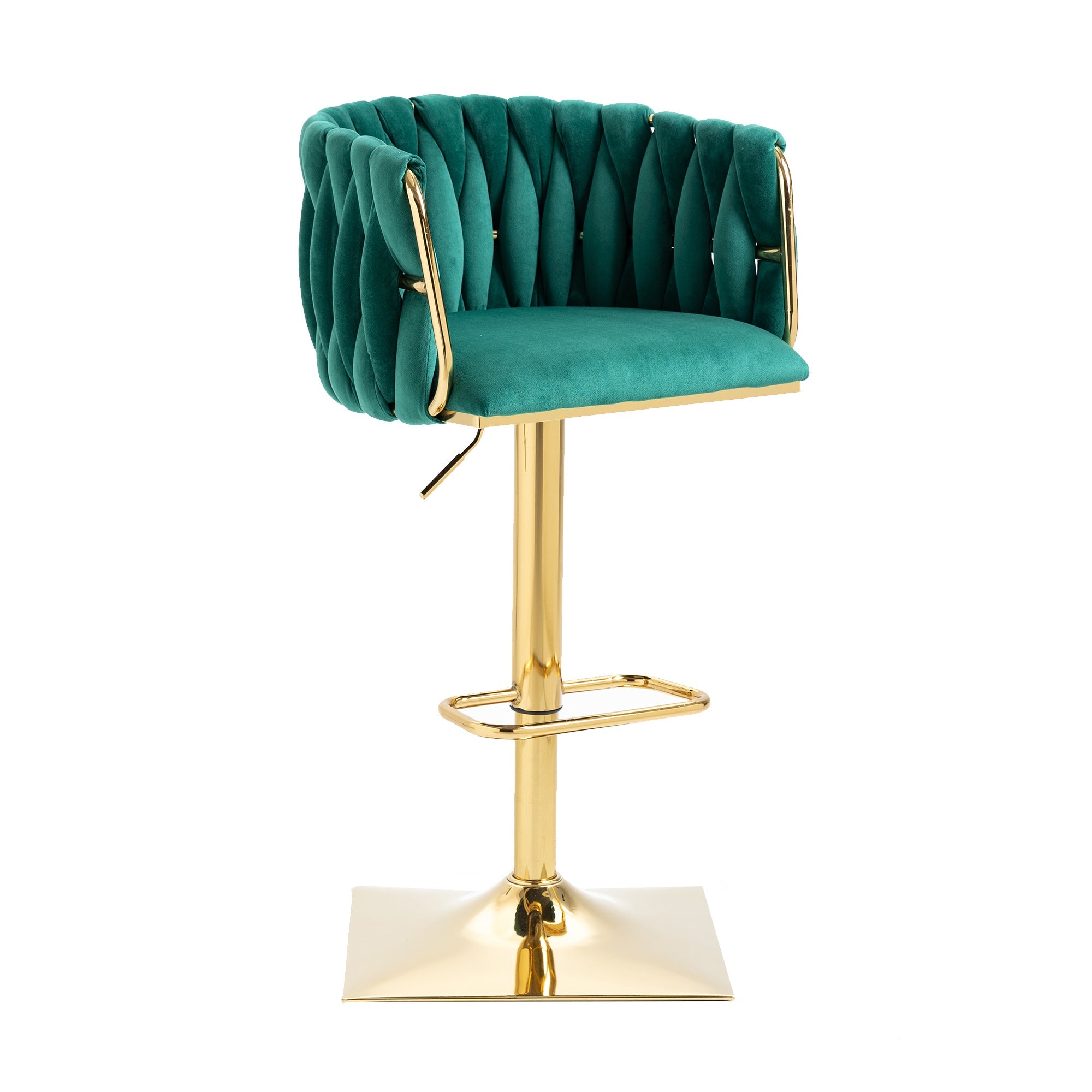 Logidon Vintage Barkruk Emerald Velvet Back Footrest Counter Height