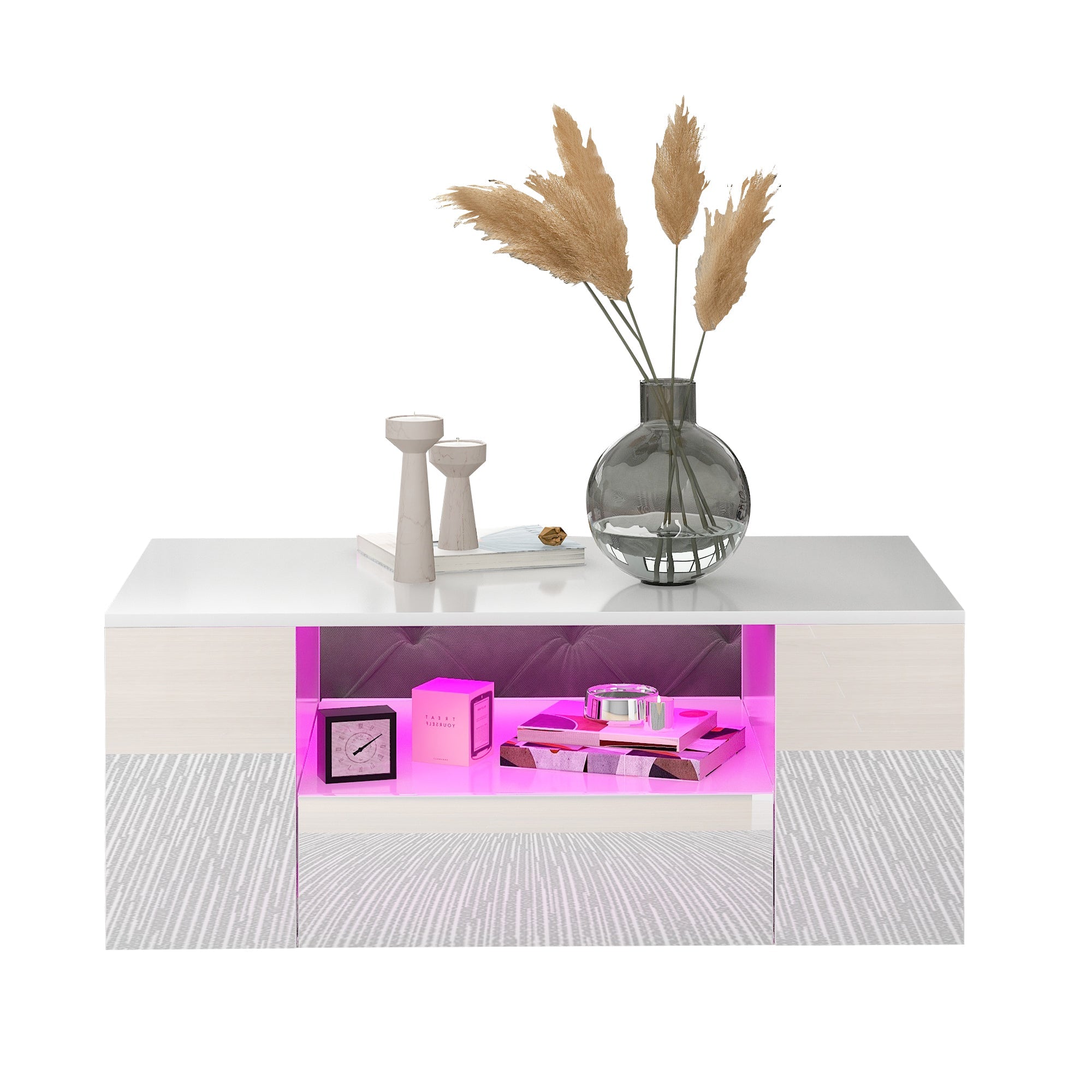Logidon Moderne hoogglans salontafel wit 95x53x37 cm 2 lades