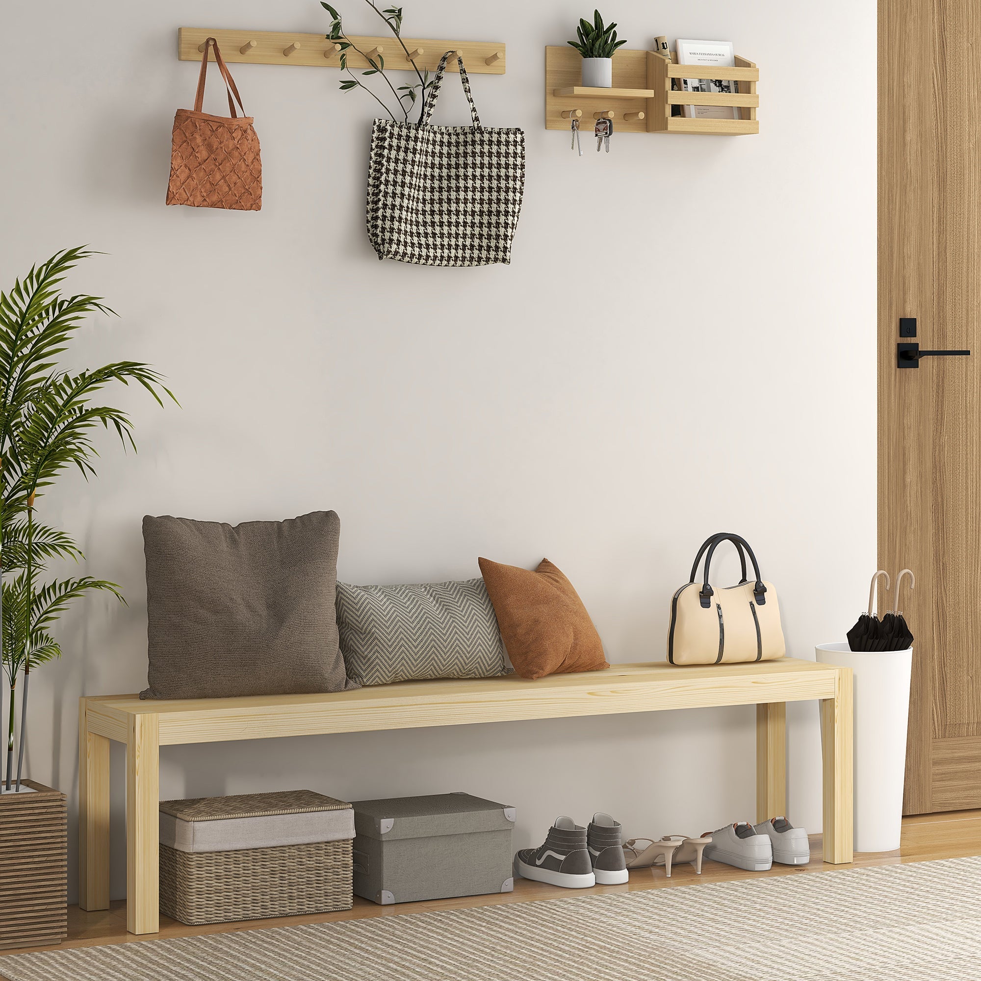 Logidon bank 3-zits massief hout naturel grenen 175x33x45 cm