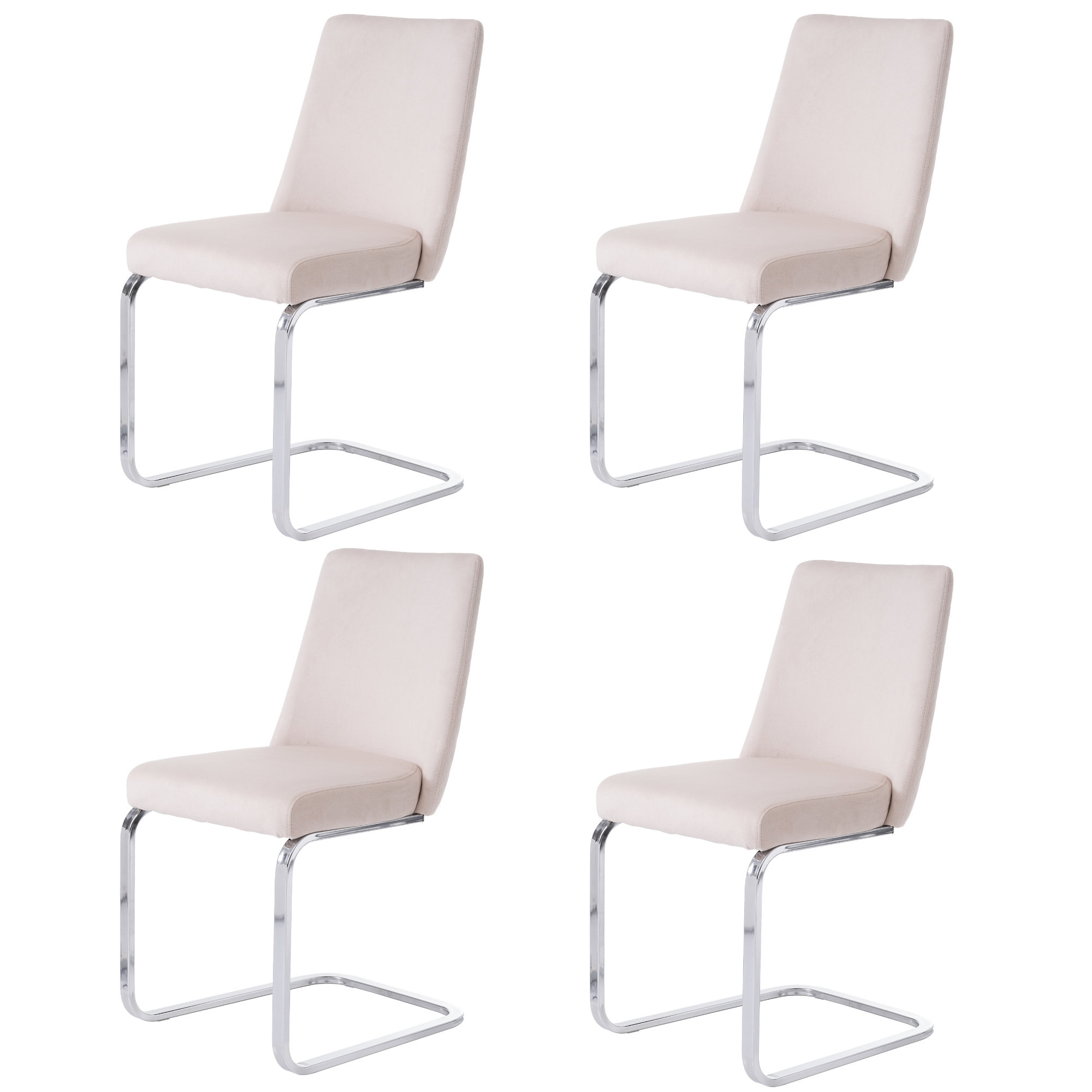 Logidon fluwelen eetkamerstoelen set van 4 beige met diamantrugdesign